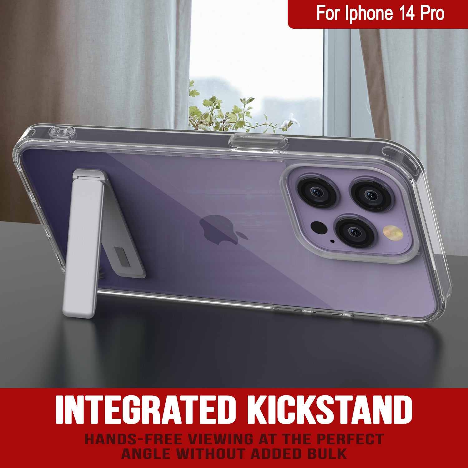 Punkcase iPhone 14 Pro Case with Kickstand [Crystal Kickstand Series] [Slim Fit]