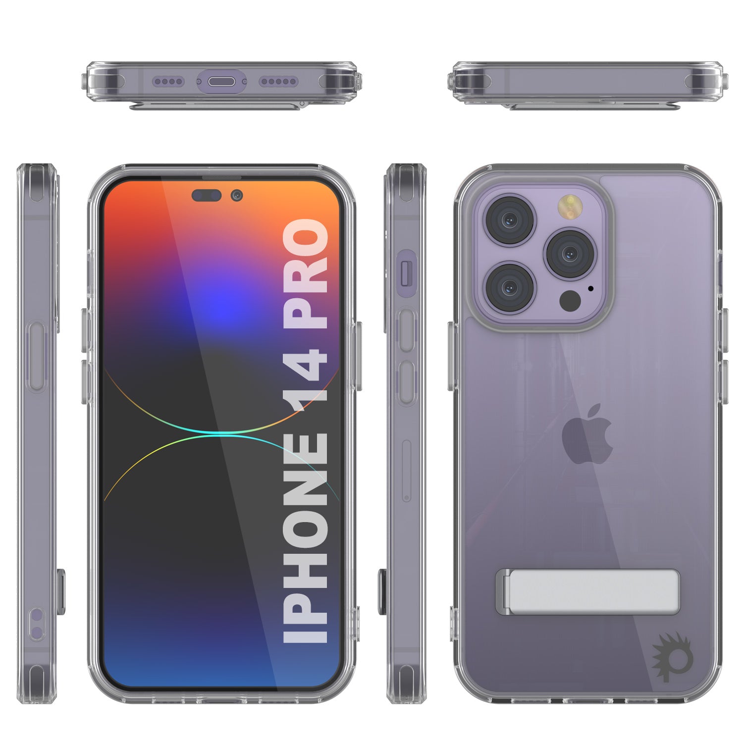 Punkcase iPhone 14 Pro Case with Kickstand [Crystal Kickstand Series] [Slim Fit]