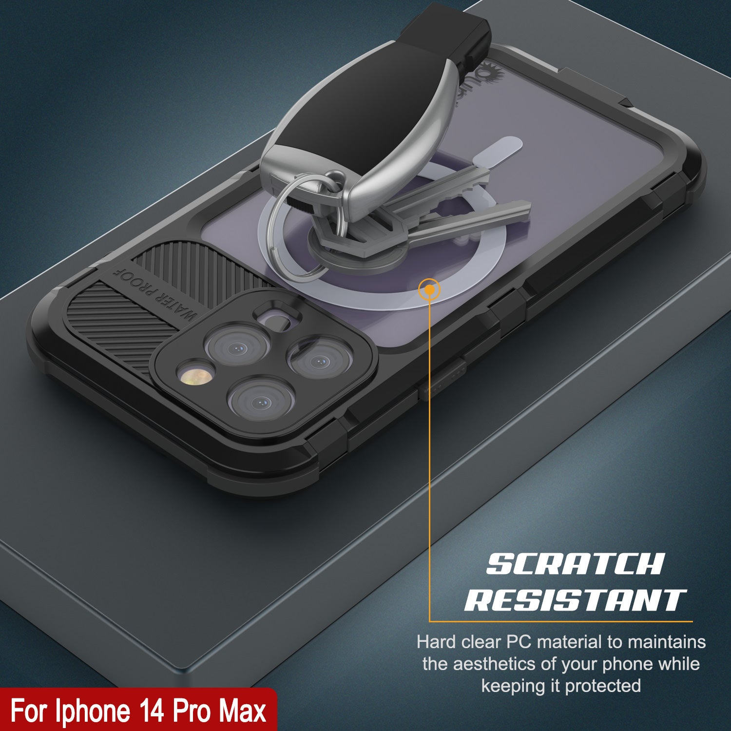 iPhone 14 Pro Metal Extreme 2.0 Series Aluminum Waterproof Case IP68 W/Buillt in Screen Protector [Black]