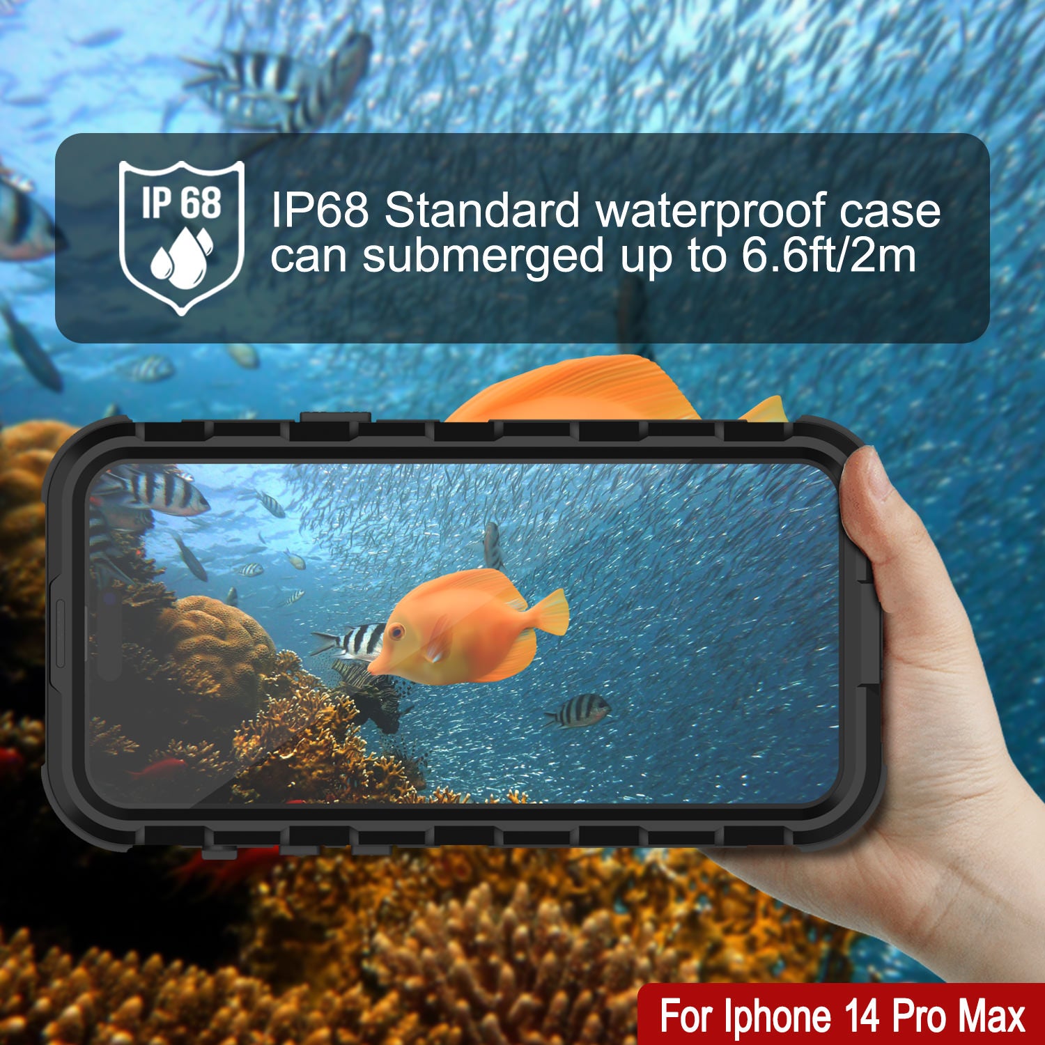 iPhone 14 Pro Metal Extreme 2.0 Series Aluminum Waterproof Case IP68 W/Buillt in Screen Protector [Black]