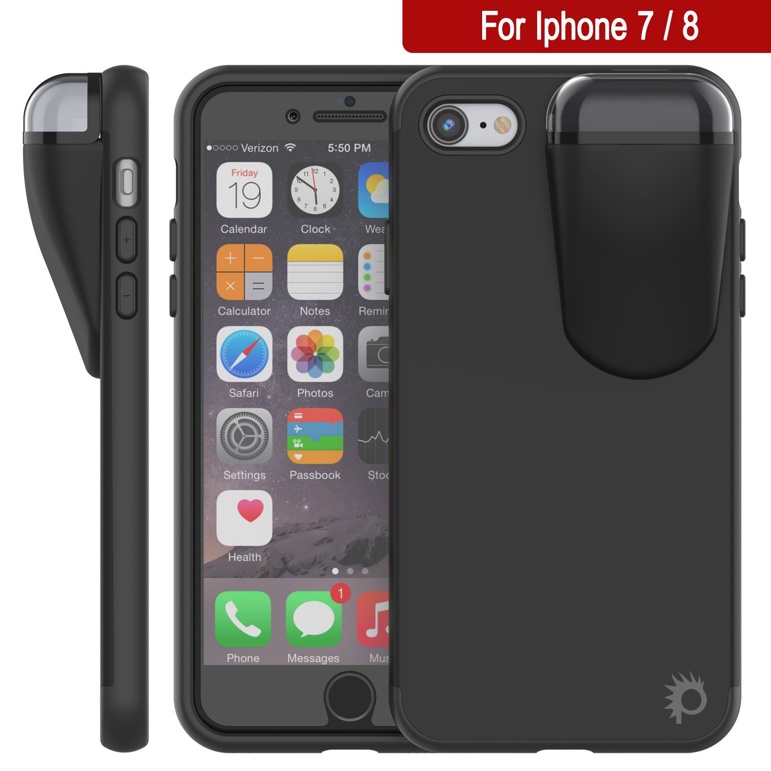 Punkcase iPhone 7 Airpod Charging Case Holder | Slim & Durable 2 in 1 for iPhone 8/7 [Black]