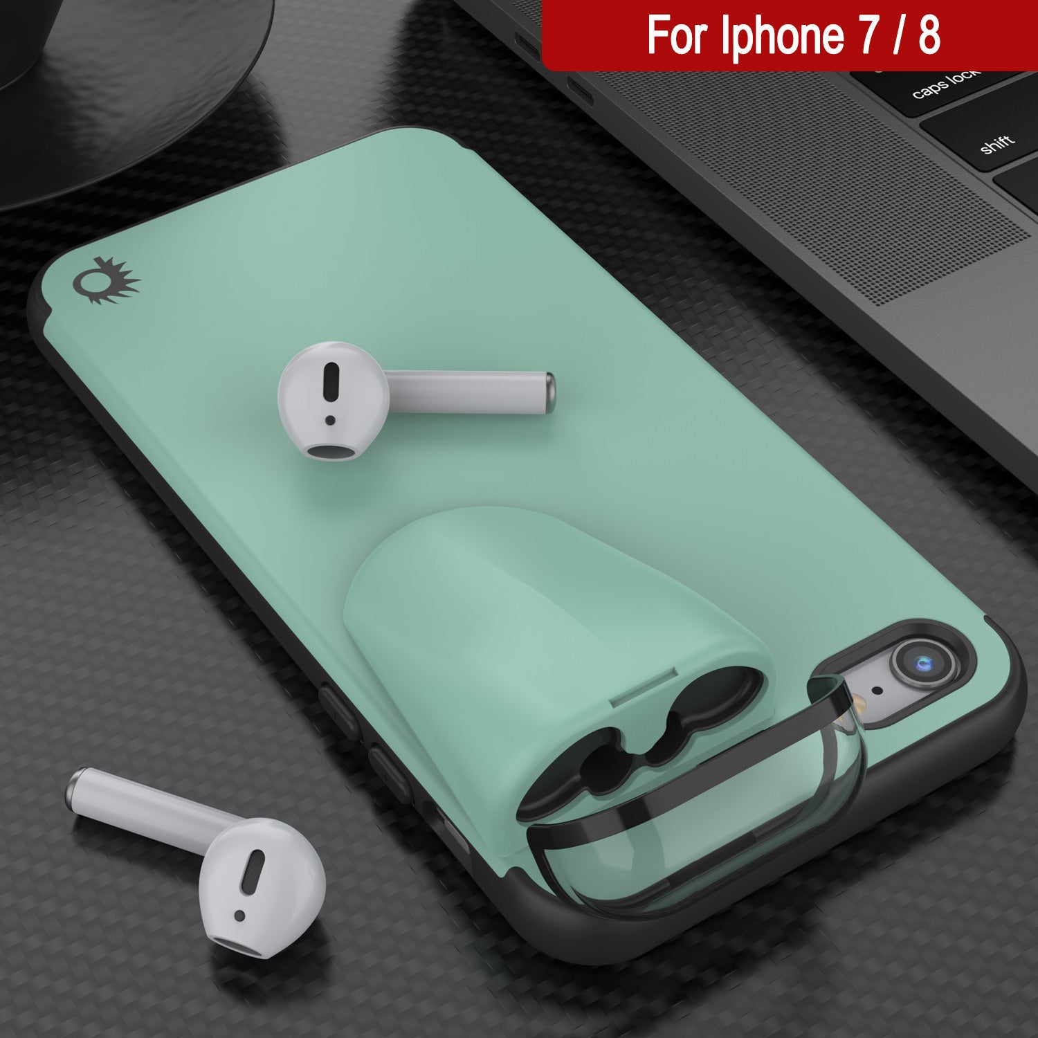 Punkcase iPhone 7 Airpod Charging Case Holder | Slim & Durable 2 in 1 for iPhone 8/7 [Teal]
