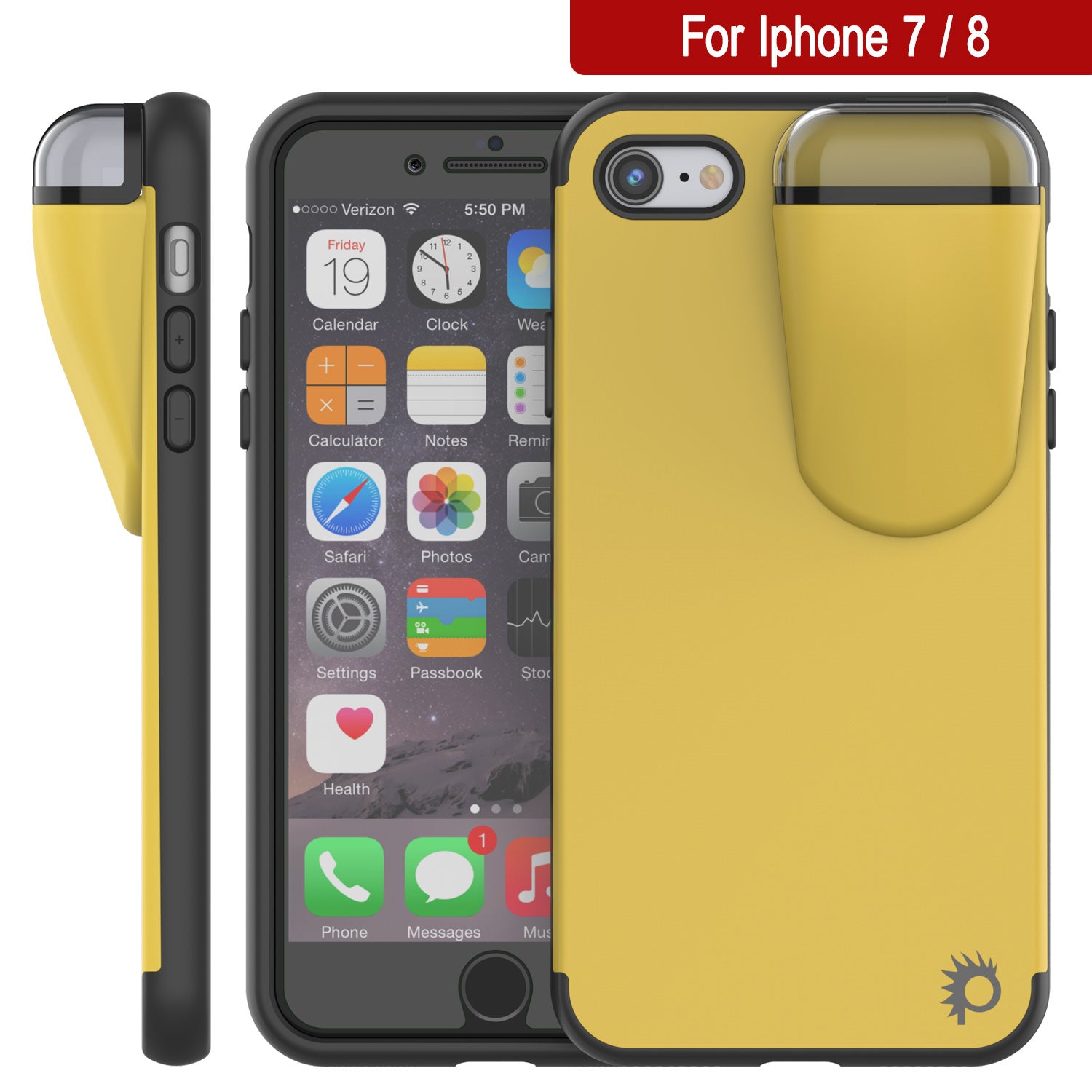 Punkcase iPhone 7 Airpod Charging Case Holder | Slim & Durable 2 in 1 for iPhone 8/7 [Yellow]