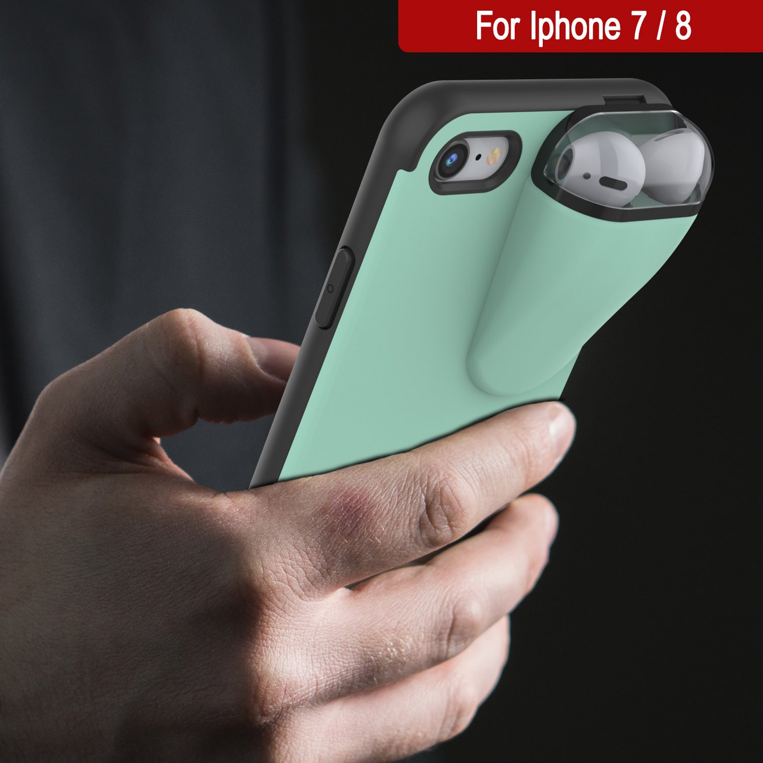 Punkcase iPhone 7 Airpod Charging Case Holder | Slim & Durable 2 in 1 for iPhone 8/7 [Teal]