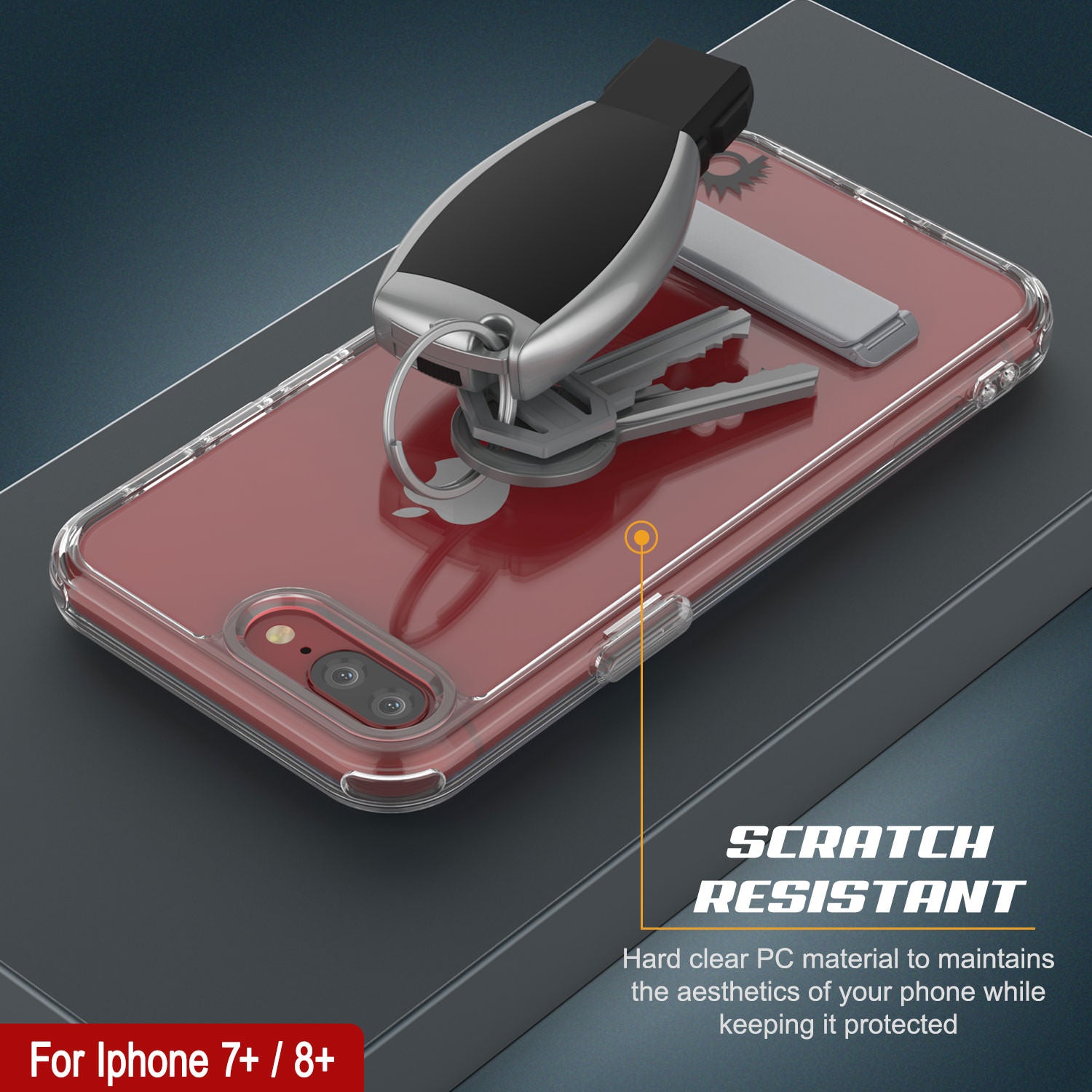 Punkcase iPhone 8+ Plus Case with Kickstand [Crystal Kickstand Series] [Slim Fit]