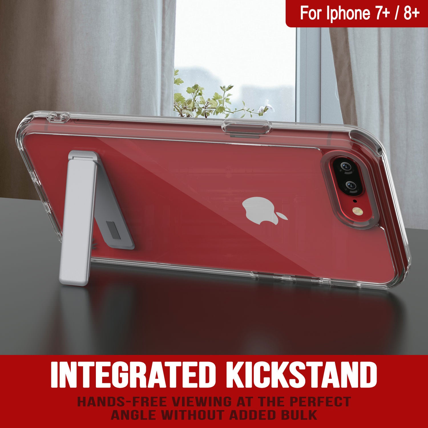 Punkcase iPhone 8+ Plus Case with Kickstand [Crystal Kickstand Series] [Slim Fit]