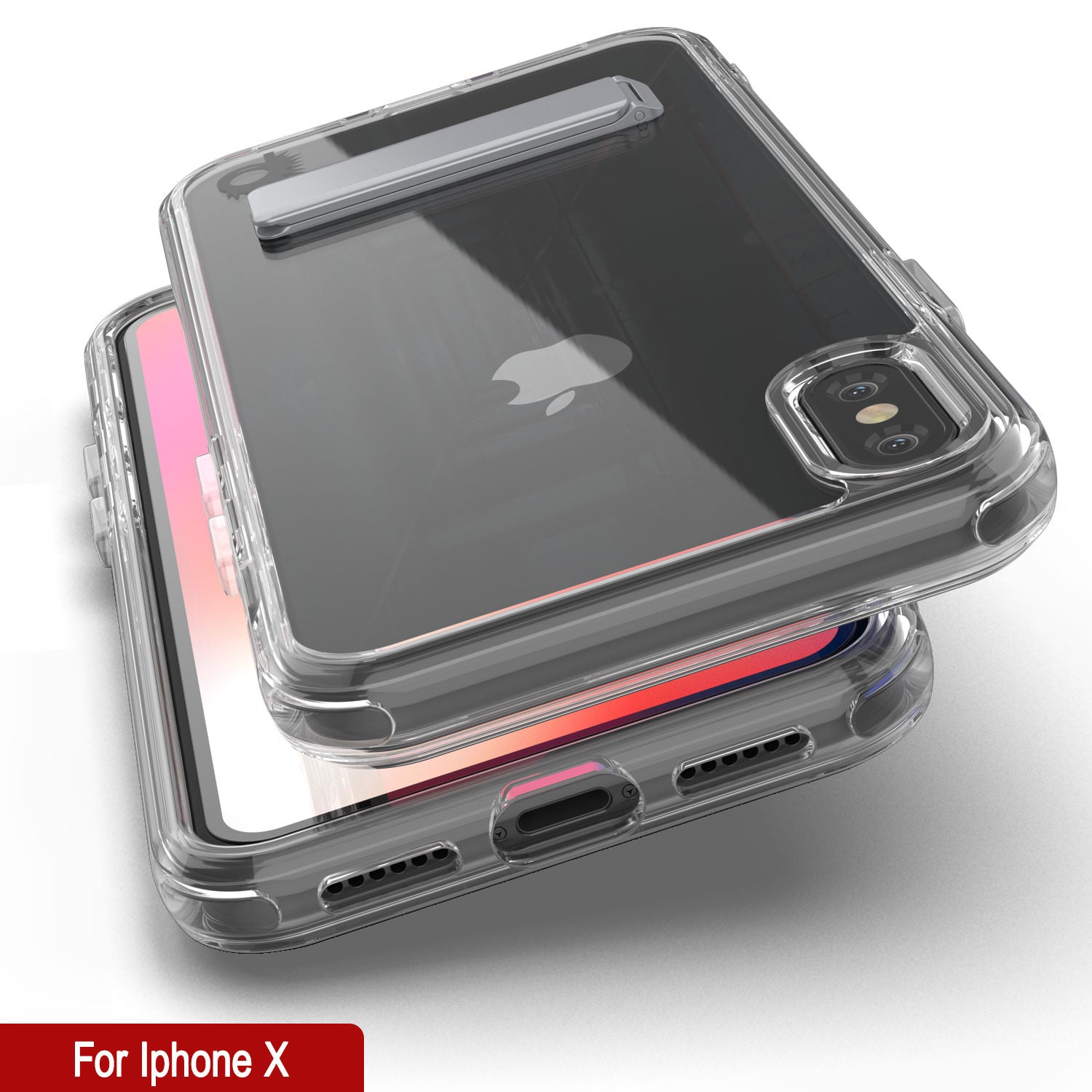 Punkcase iPhone X Case with Kickstand [Crystal Kickstand Series] [Slim Fit]