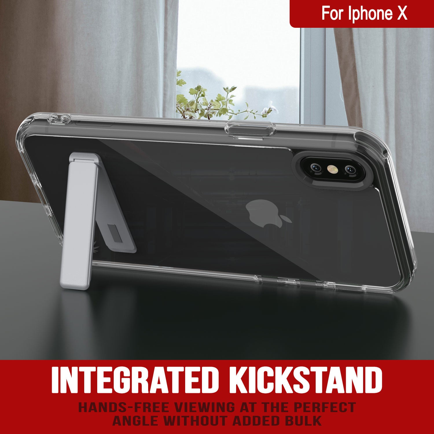 Punkcase iPhone X Case with Kickstand [Crystal Kickstand Series] [Slim Fit]