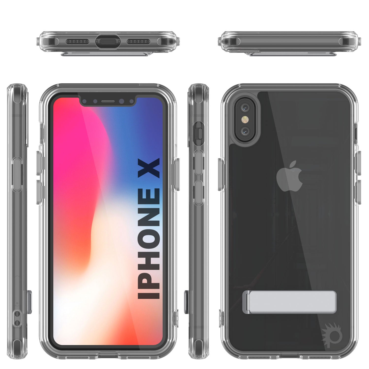 Punkcase iPhone X Case with Kickstand [Crystal Kickstand Series] [Slim Fit]