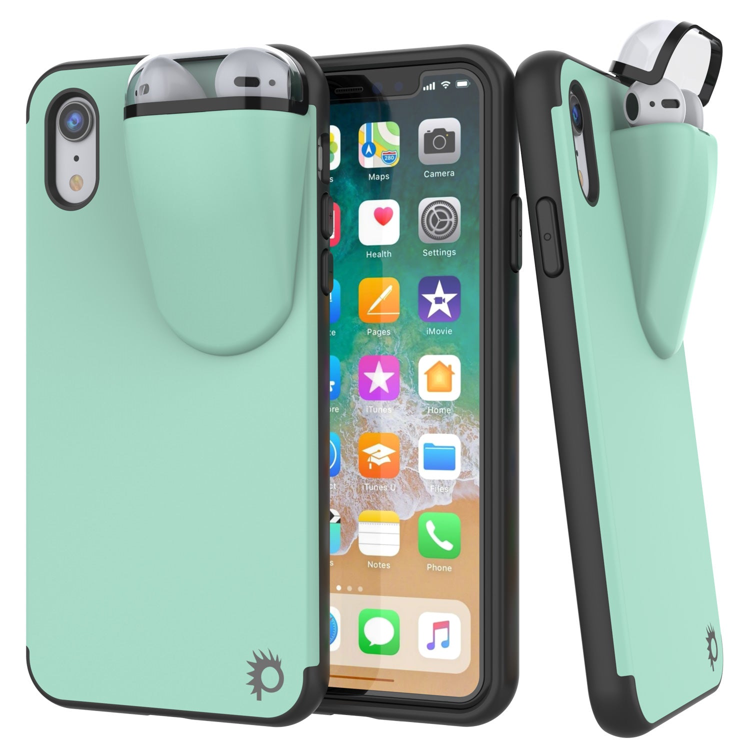 Punkcase iPhone XR Airpod Charging Case Holder | Slim & Durable 2 in 1 [Teal]
