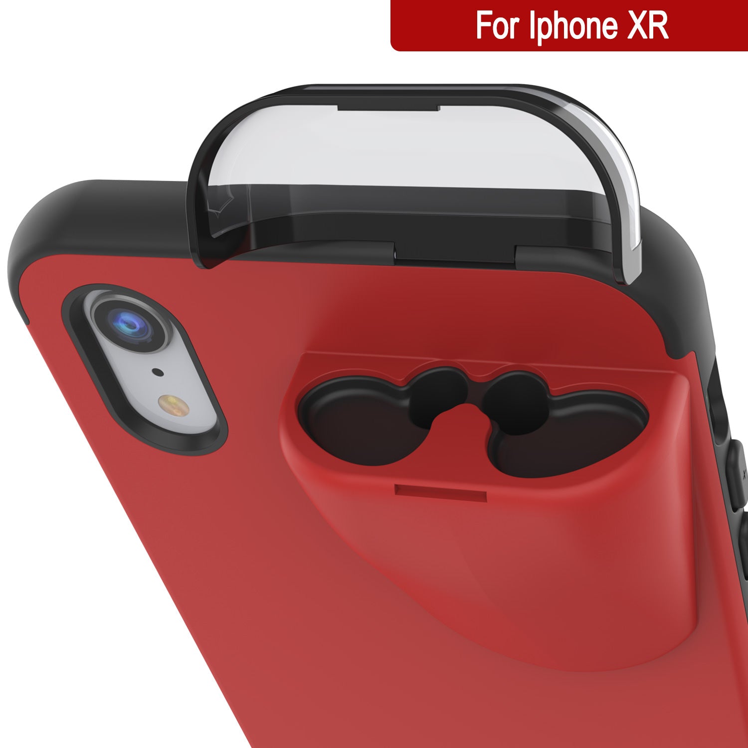 Punkcase iPhone XR Airpod Charging Case Holder | Slim & Durable 2 in 1 [Red]