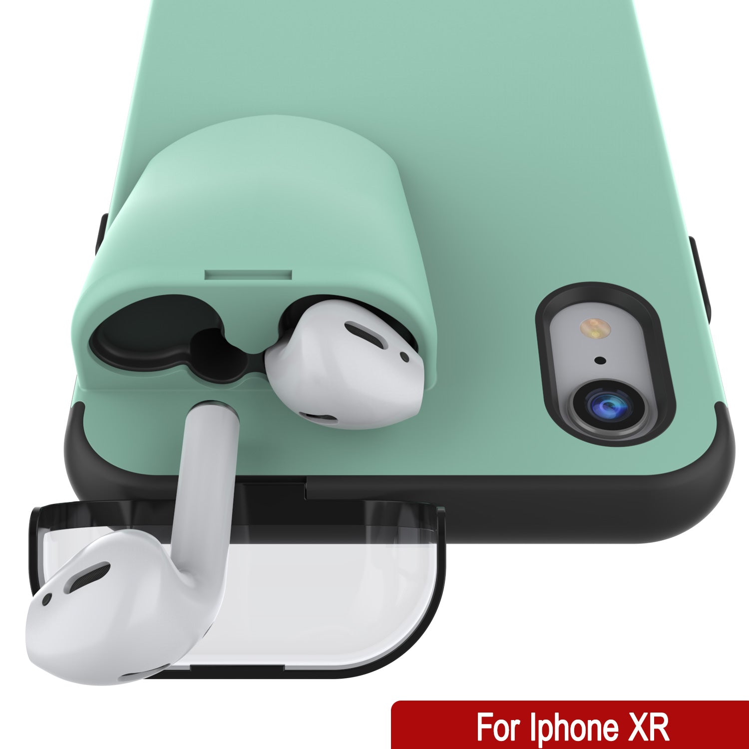 Punkcase iPhone XR Airpod Charging Case Holder | Slim & Durable 2 in 1 [Teal]
