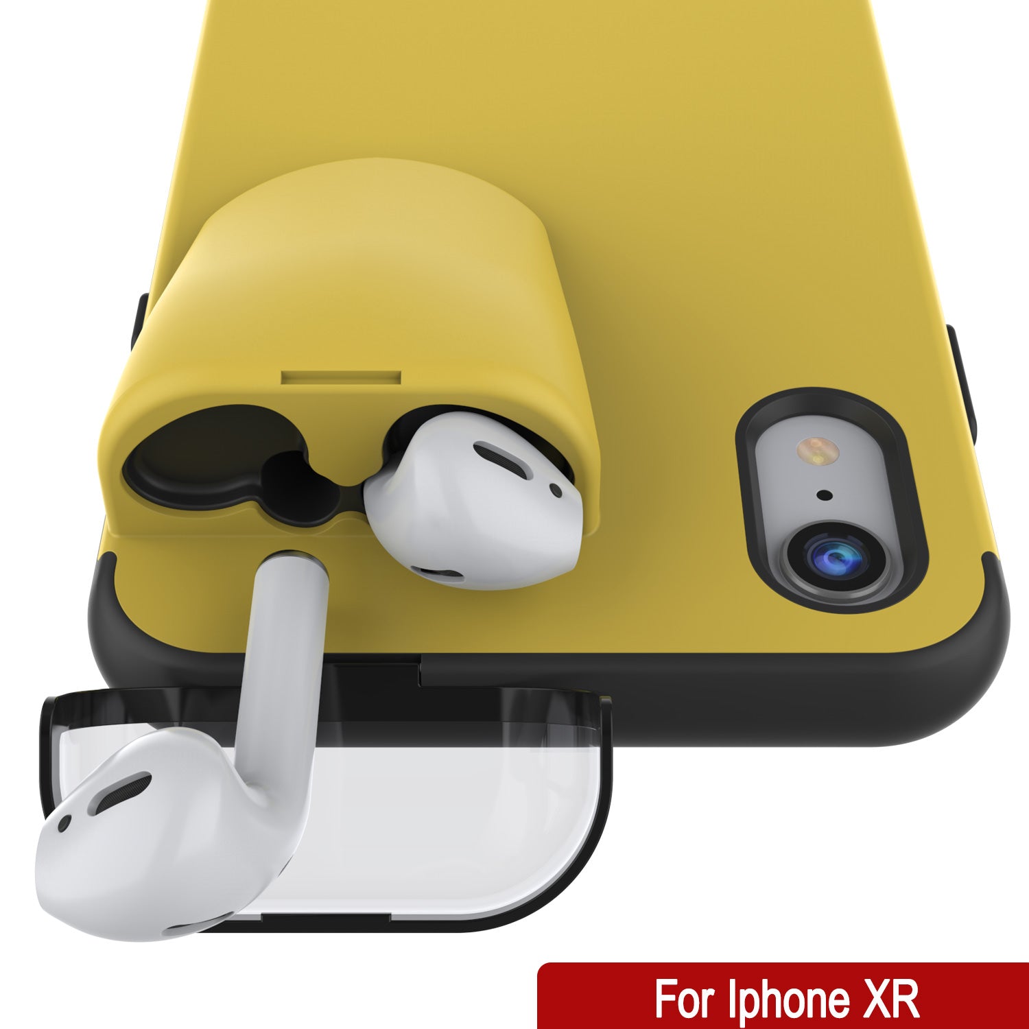 Punkcase iPhone XR Airpod Charging Case Holder | Slim & Durable 2 in 1 [Yellow]