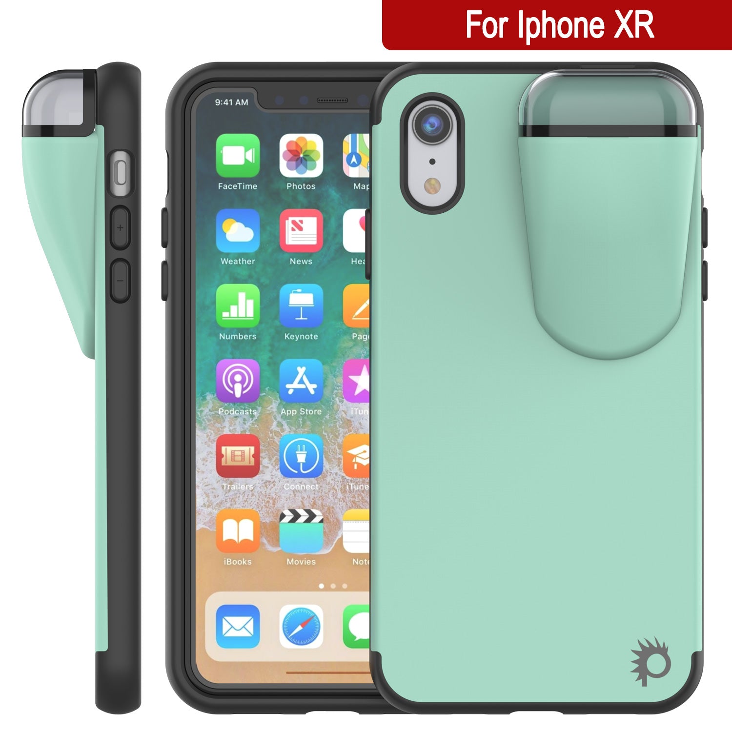 Punkcase iPhone XR Airpod Charging Case Holder | Slim & Durable 2 in 1 [Teal]