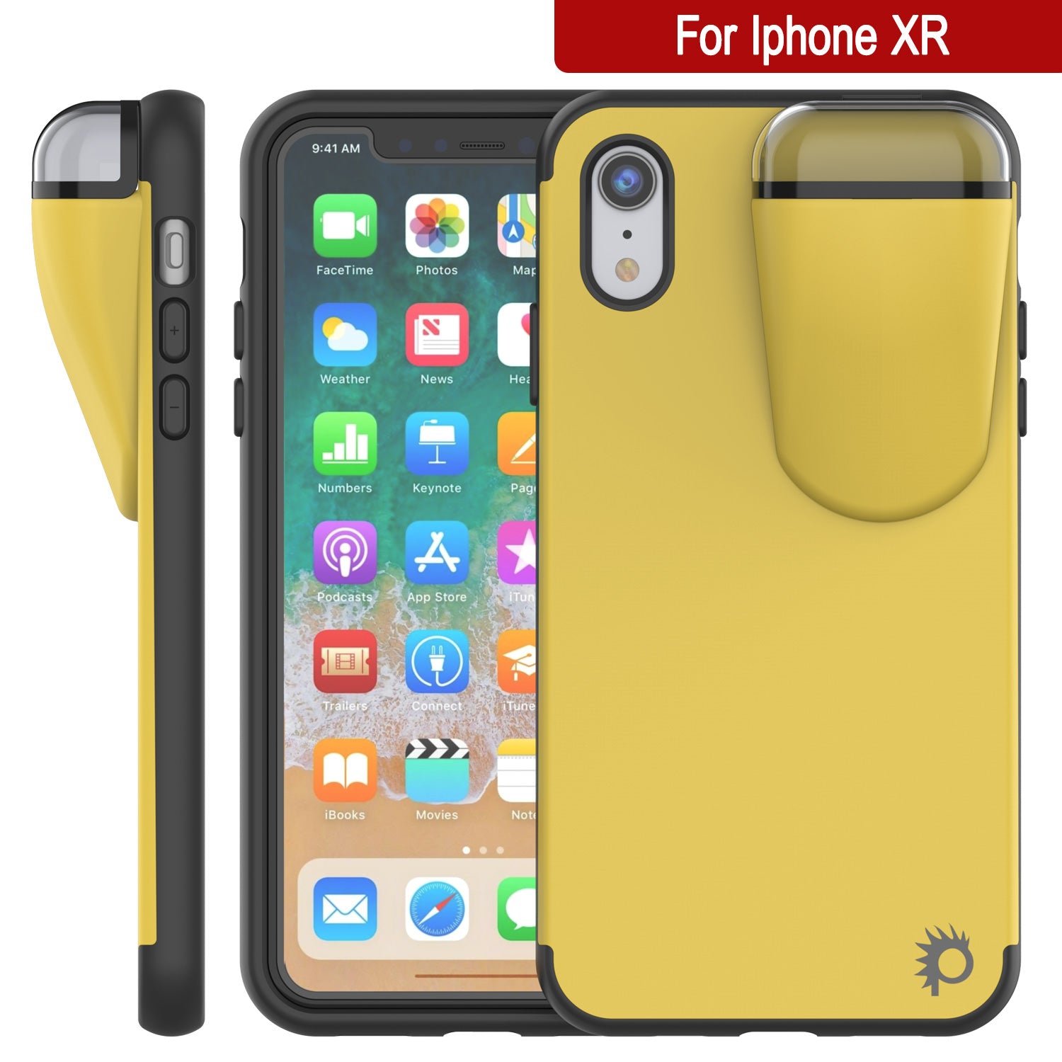 Punkcase iPhone XR Airpod Charging Case Holder | Slim & Durable 2 in 1 [Yellow]