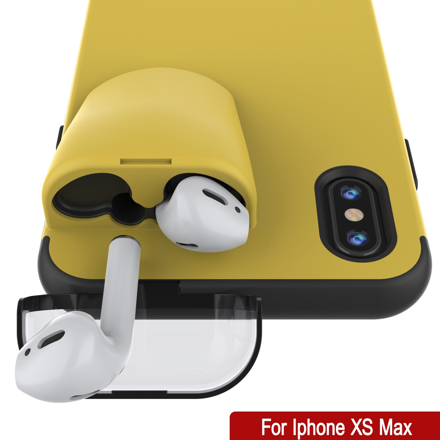Punkcase iPhone XS Max Airpod Charging Case Holder | Slim & Durable 2 in 1 [Yellow]