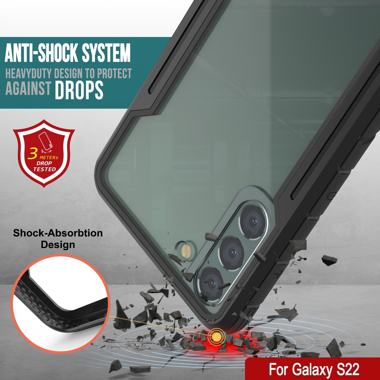 Punkcase S22 ravenger Case Protective Military Grade Multilayer Cover [Black]