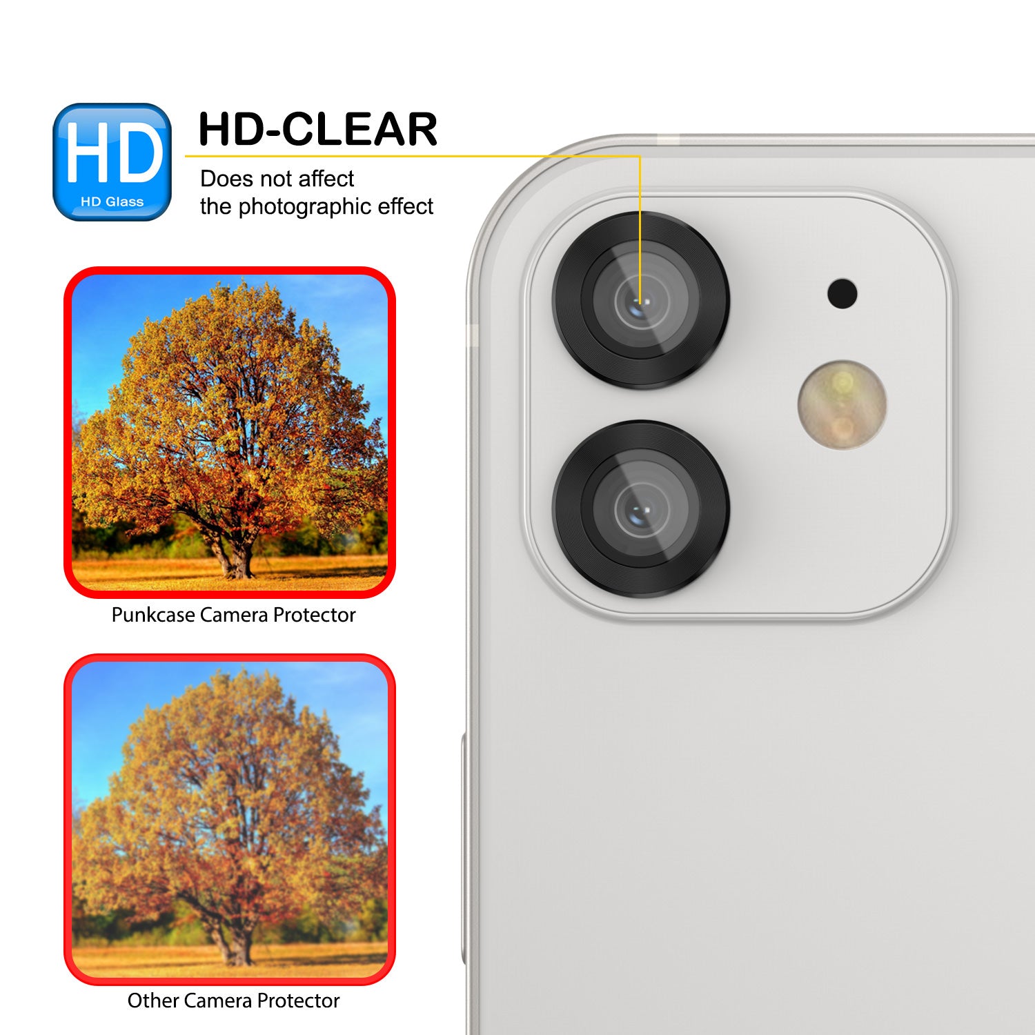 [2 Pack] Punkcase for iPhone 12 Mini Camera Protector Ring [Black]