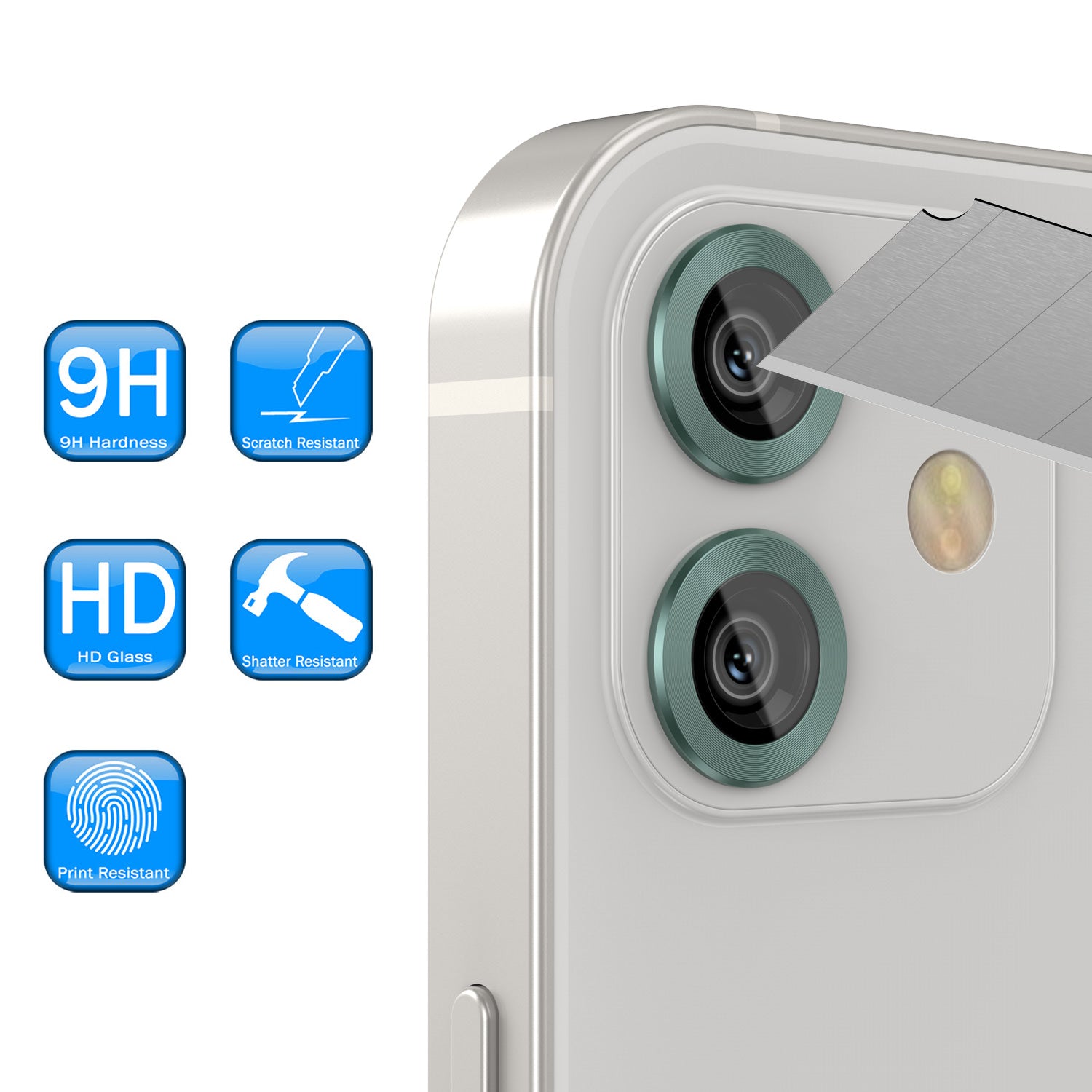 [2 Pack] Punkcase for iPhone 12 Mini Camera Protector Ring [Dark Green]