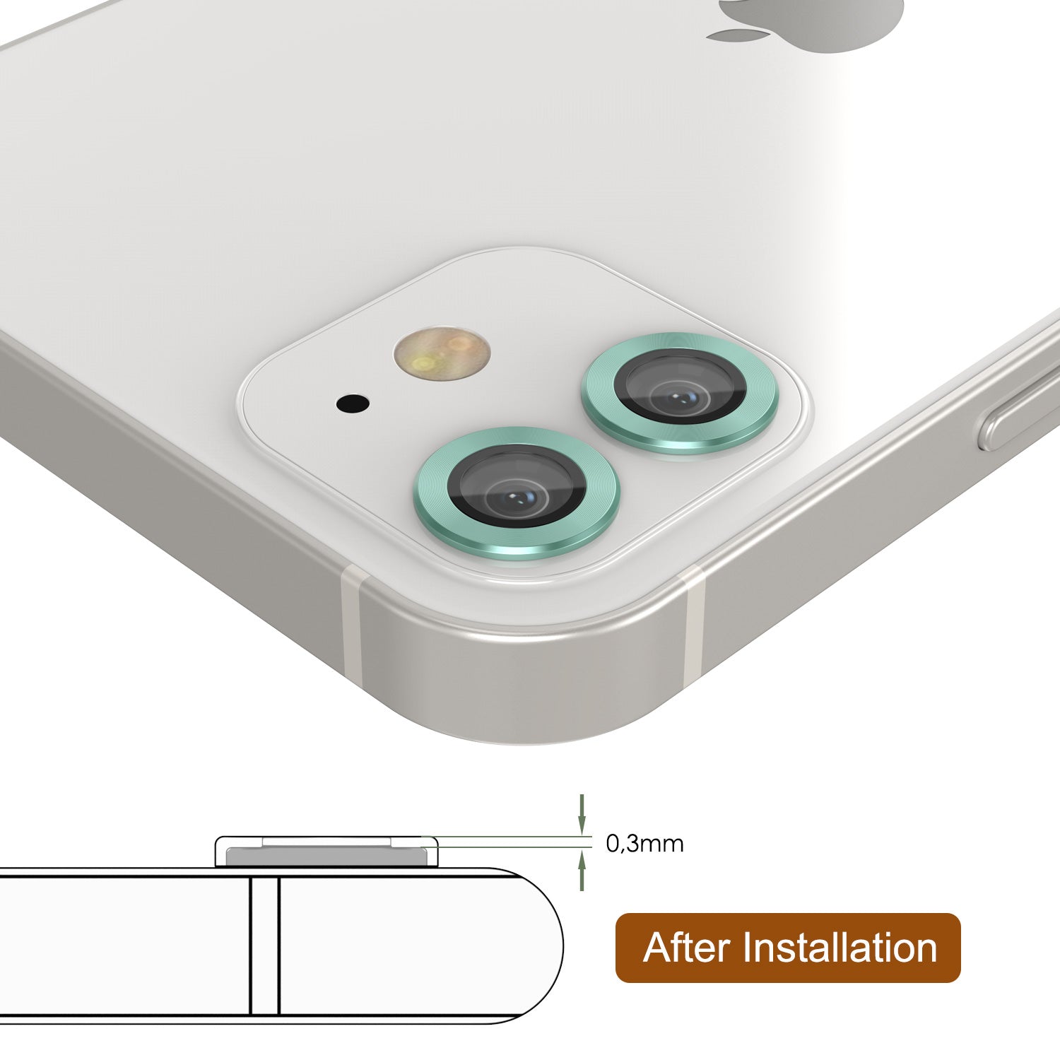 [2 Pack] Punkcase for iPhone 12 Mini Camera Protector Ring [Green]