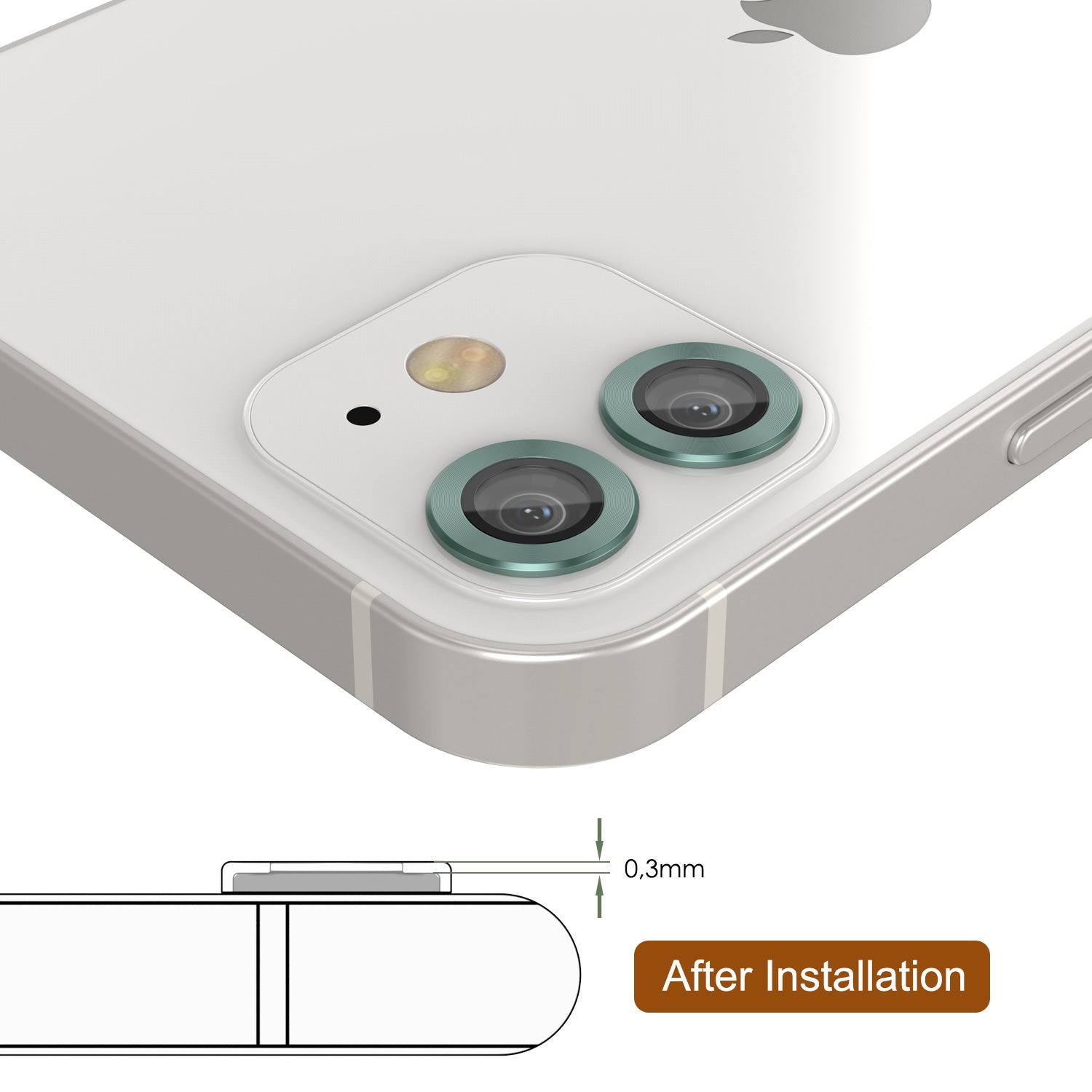 [2 Pack] Punkcase for iPhone 12 Mini Camera Protector Ring [Dark Green]