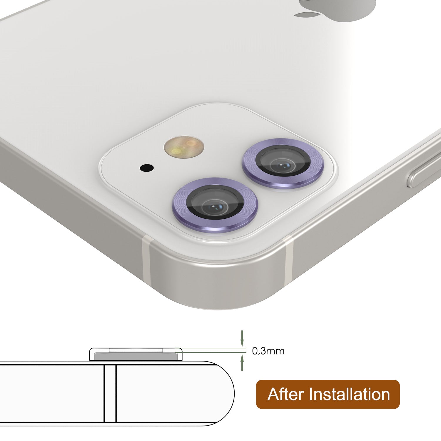 [2 Pack] Punkcase for iPhone 12 Mini Camera Protector Ring [Purple]