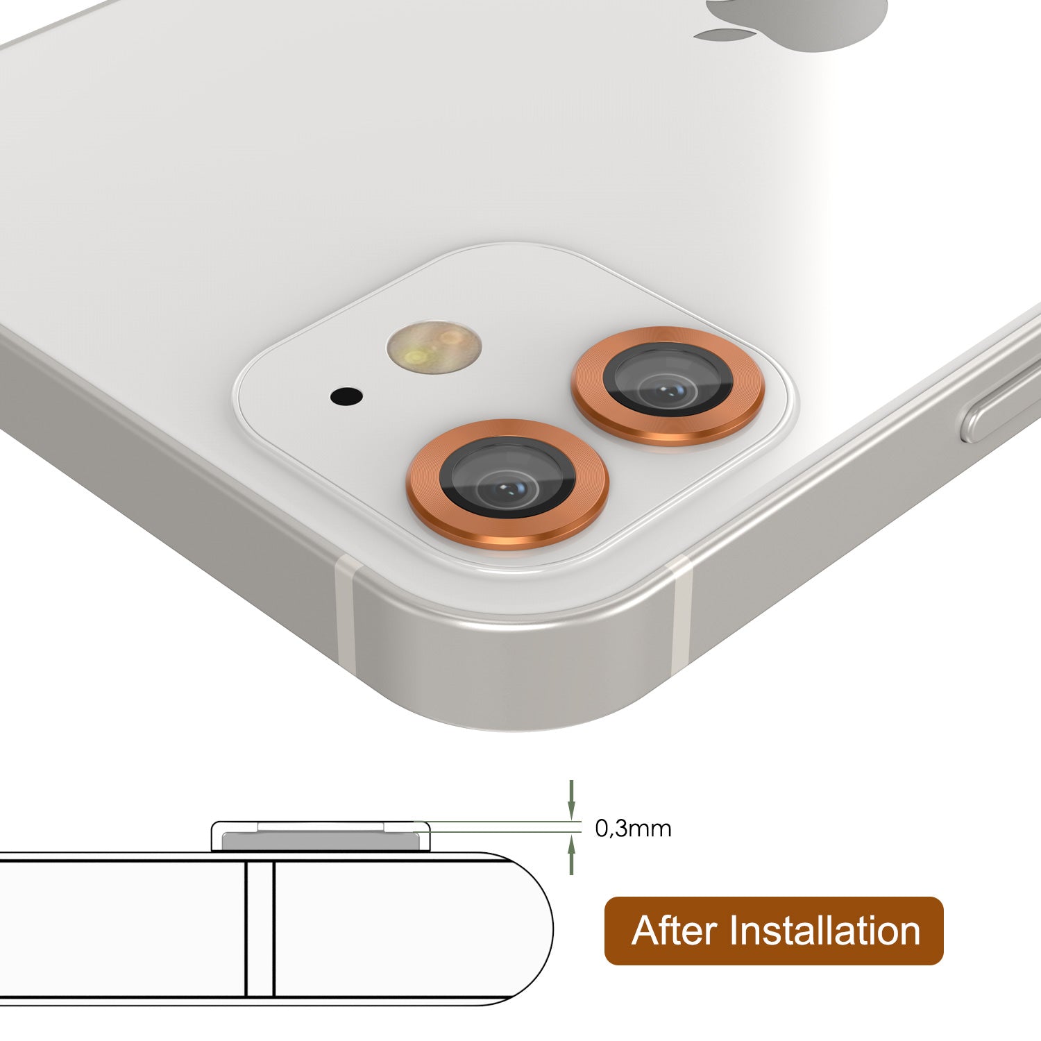 [2 Pack] Punkcase for iPhone 12 Camera Protector Ring [Orange]