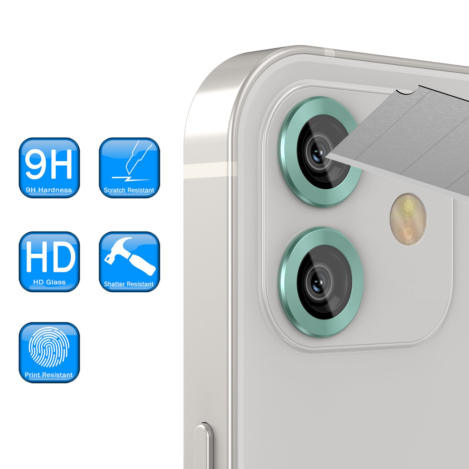 [2 Pack] Punkcase for iPhone 12 Camera Protector Ring [Green]