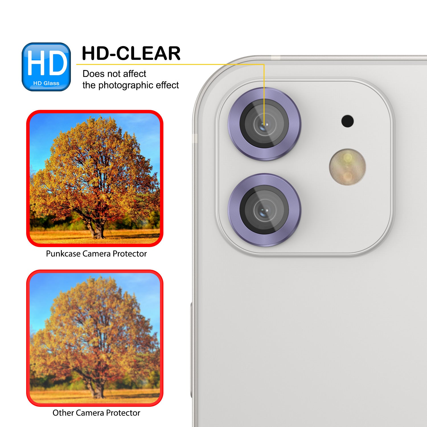 [2 Pack] Punkcase for iPhone 12 Camera Protector Ring [Purple]