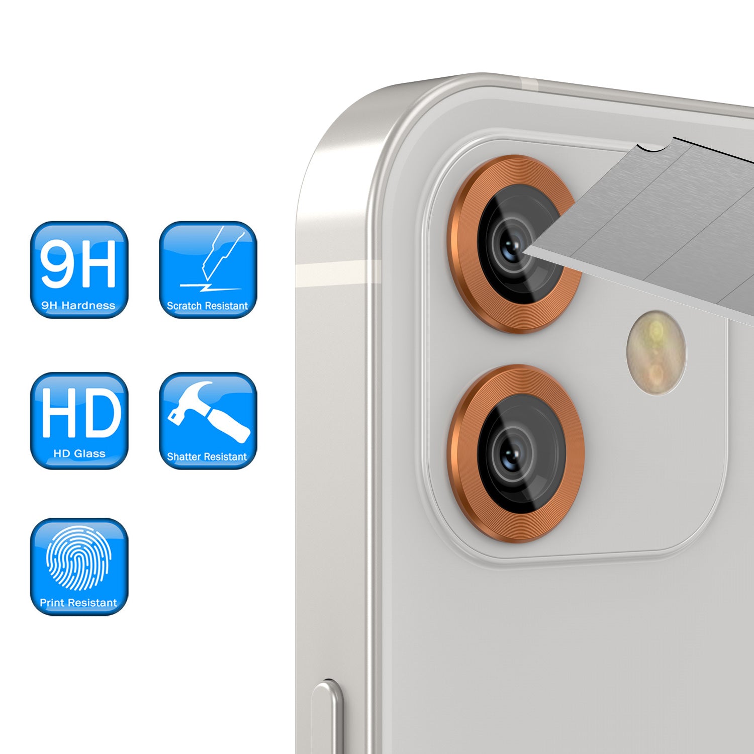 [2 Pack] Punkcase for iPhone 12 Camera Protector Ring [Orange]