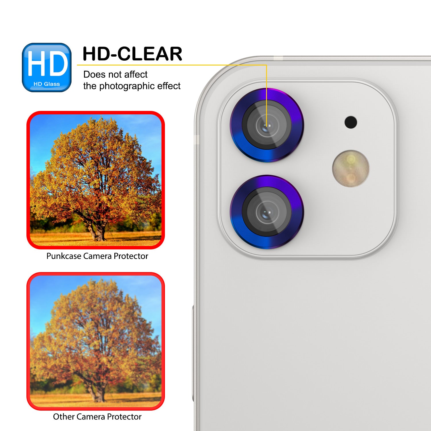 [2 Pack] Punkcase for iPhone 12 Camera Protector Ring [Rainbow]