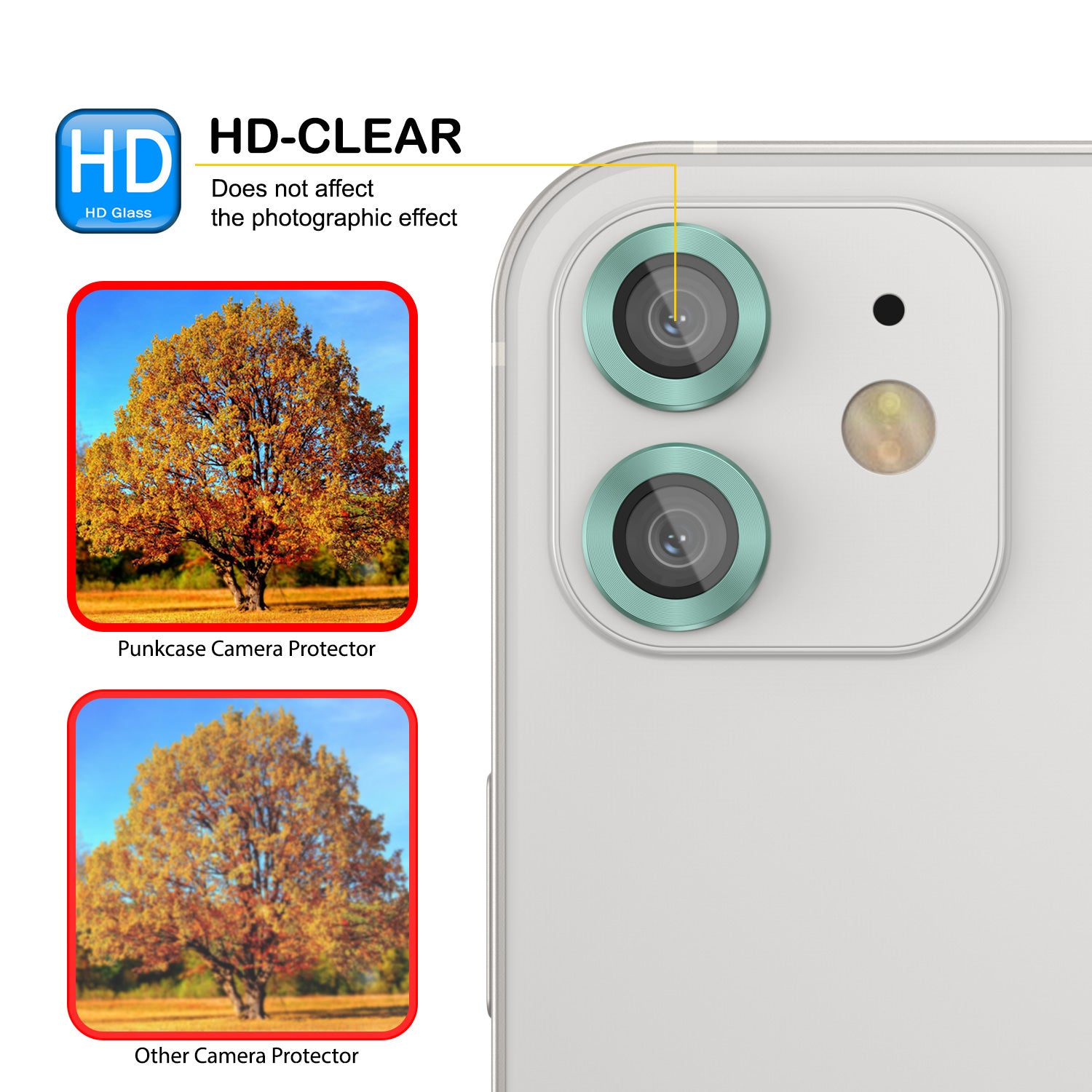 [2 Pack] Punkcase for iPhone 12 Camera Protector Ring [Green]