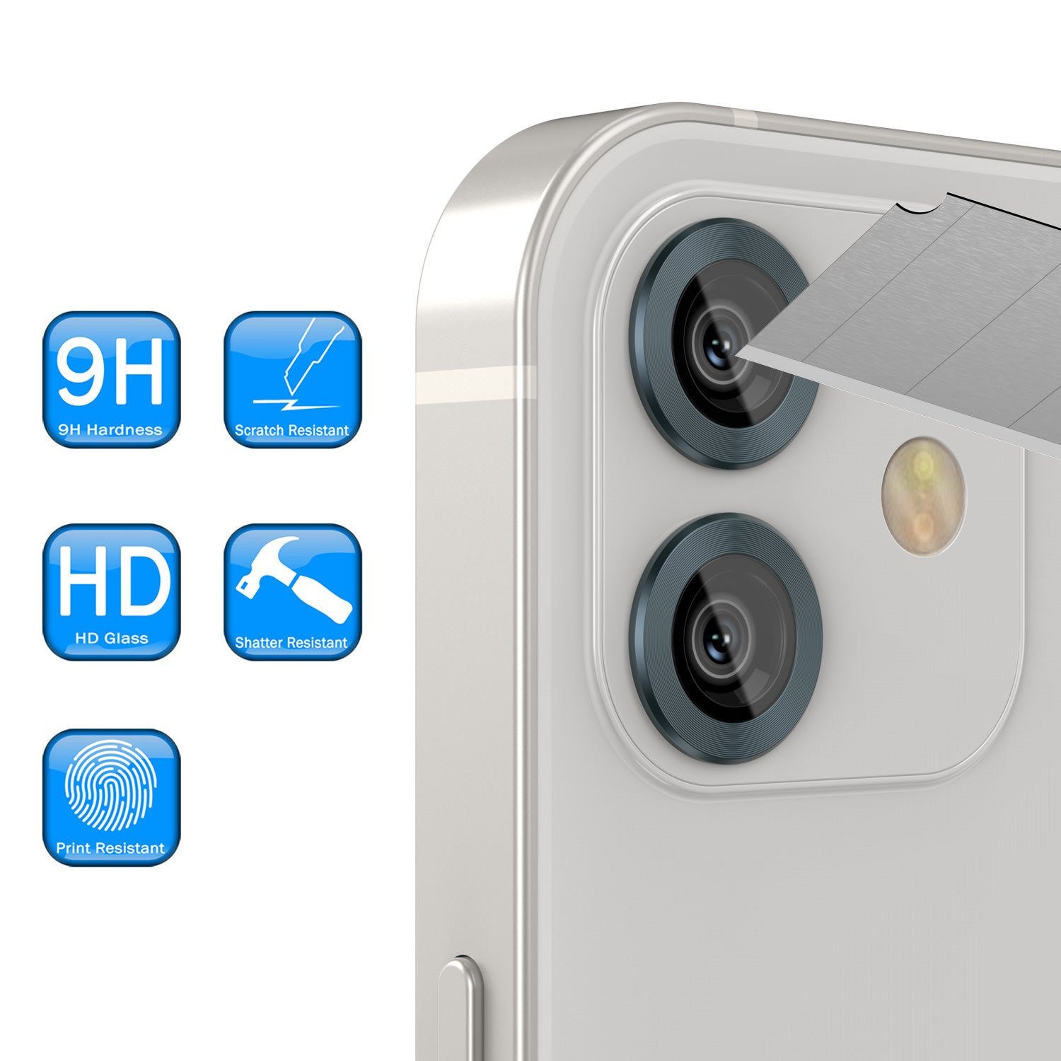 [2 Pack] Punkcase for iPhone 12 Camera Protector Ring [Pacific Blue]