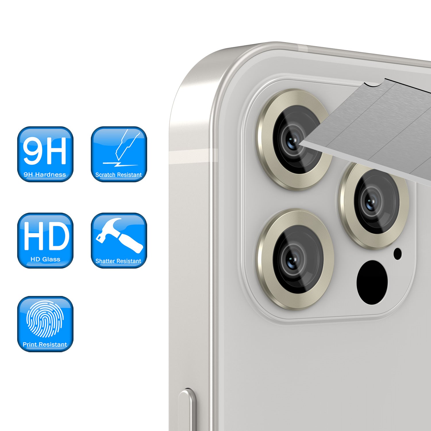 [3 Pack] Punkcase for iPhone 12 Pro Camera Protector Ring [Gold]