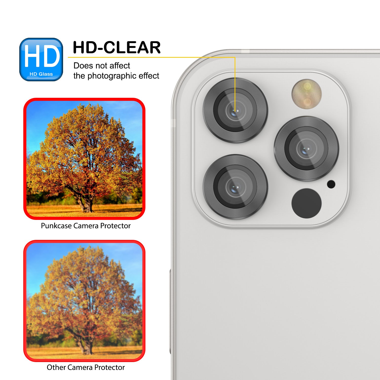 [3 Pack] Punkcase for iPhone 12 Pro Camera Protector Ring [Grey]