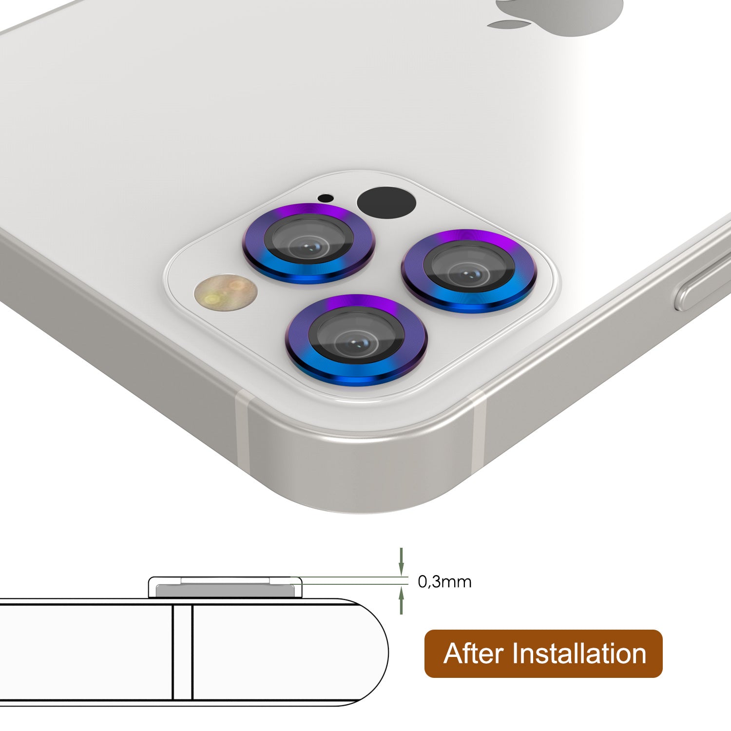 [3 Pack] Punkcase for iPhone 12 Pro Camera Protector Ring [Rainbow]