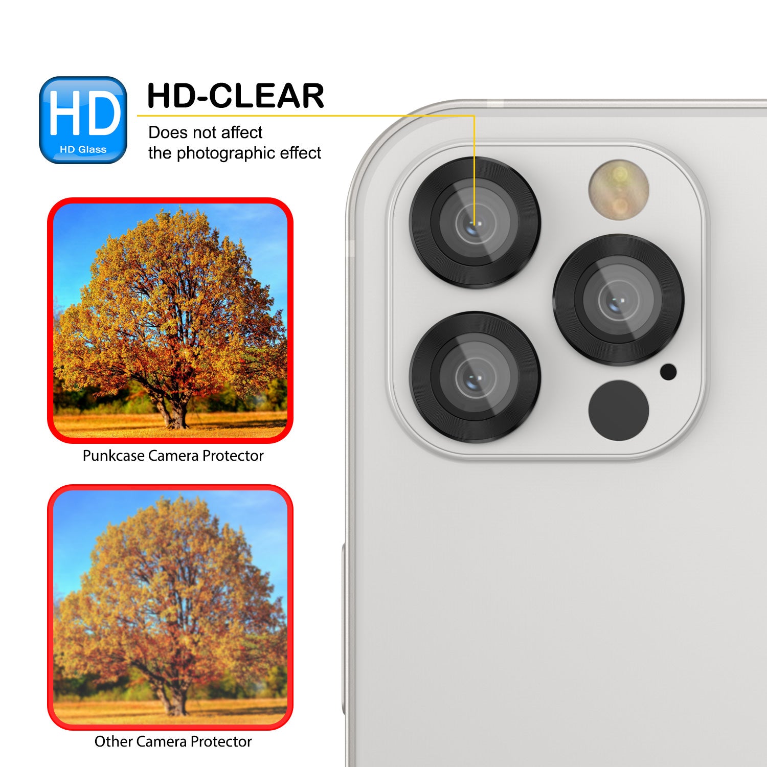 [3 Pack] Punkcase for iPhone 12 Pro Camera Protector Ring [Black]