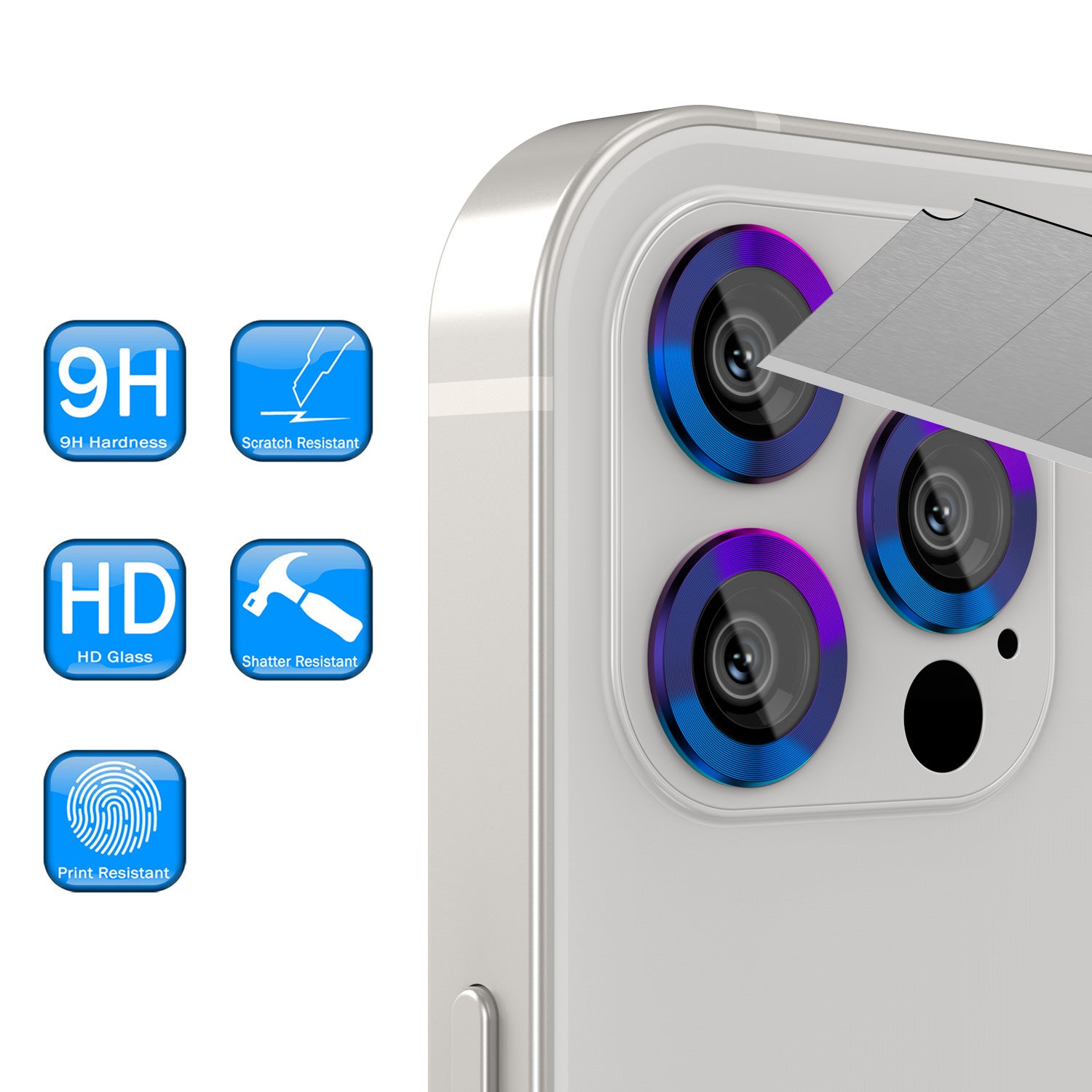 [3 Pack] Punkcase for iPhone 12 Pro Camera Protector Ring [Rainbow]