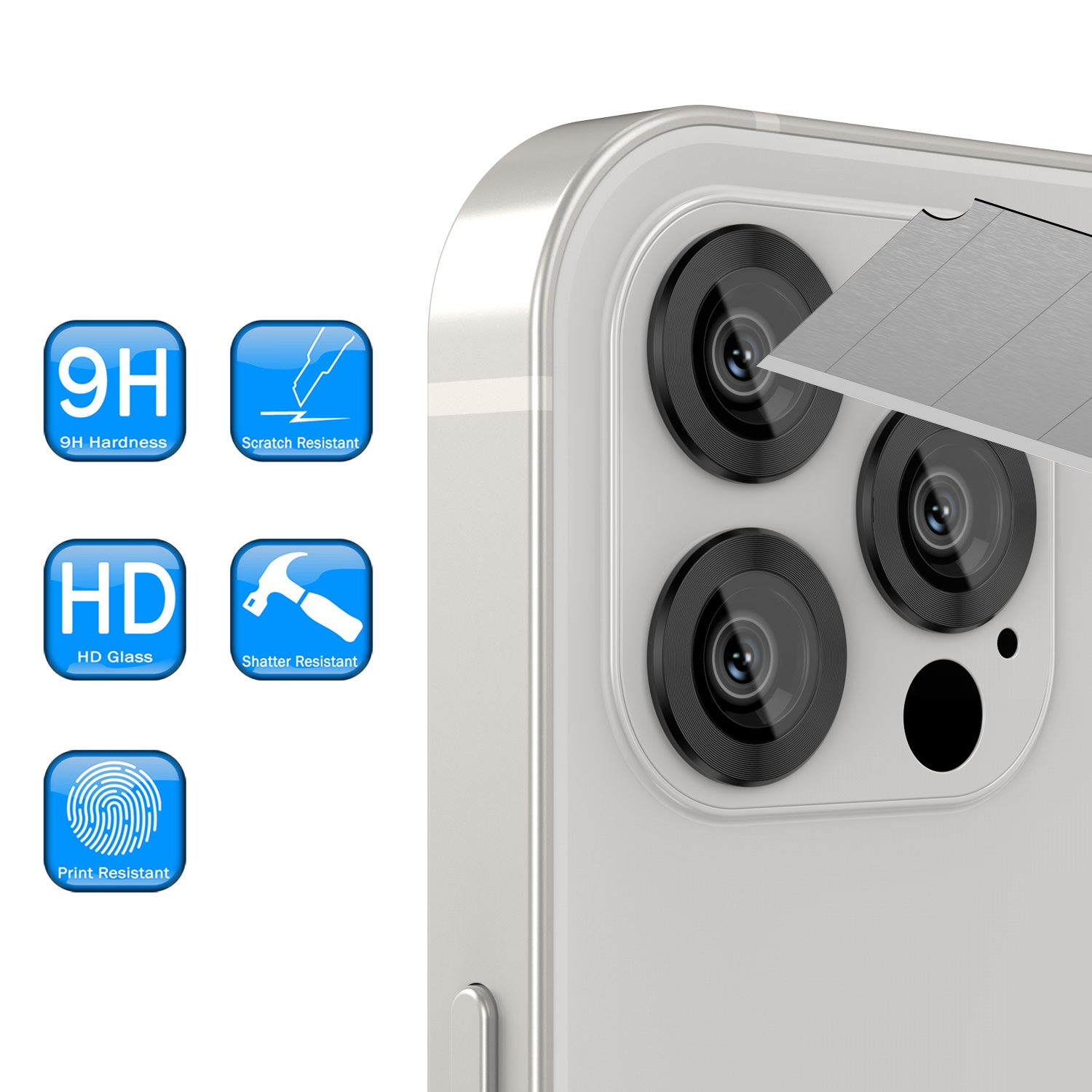 [3 Pack] Punkcase for iPhone 12 Pro Camera Protector Ring [Black]