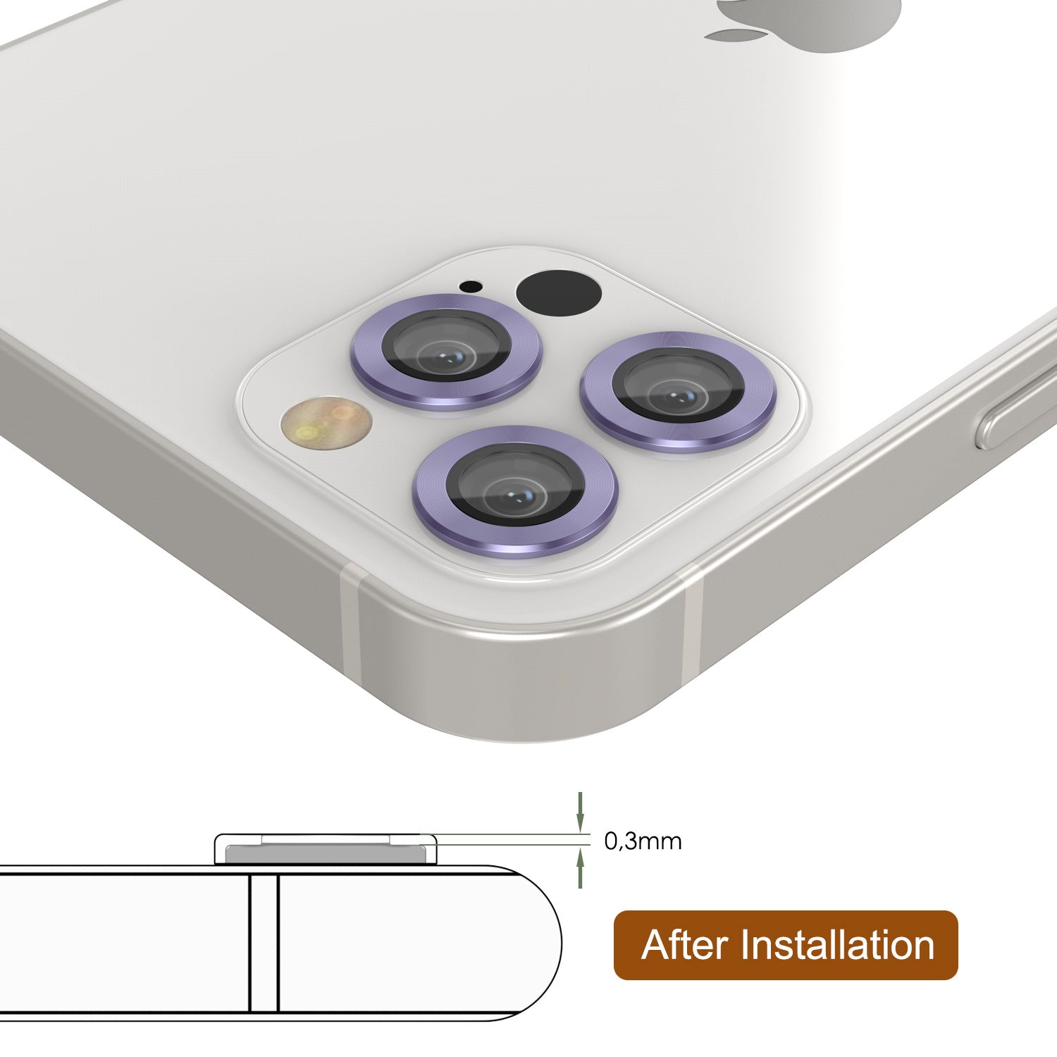 [3 Pack] Punkcase for iPhone 12 Pro Max Camera Protector Ring [Purple]