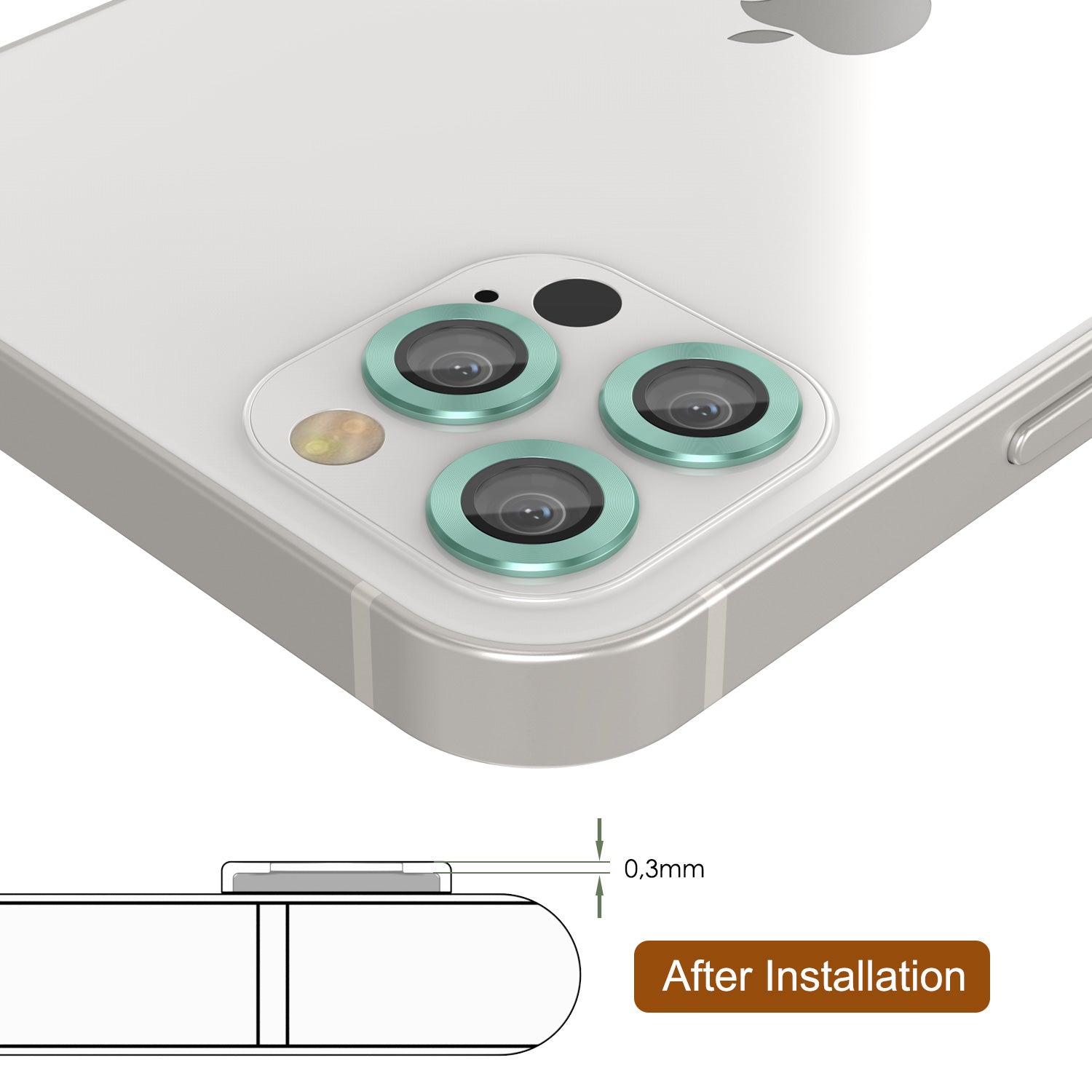 [3 Pack] Punkcase for iPhone 12 Pro Max Camera Protector Ring [Green]