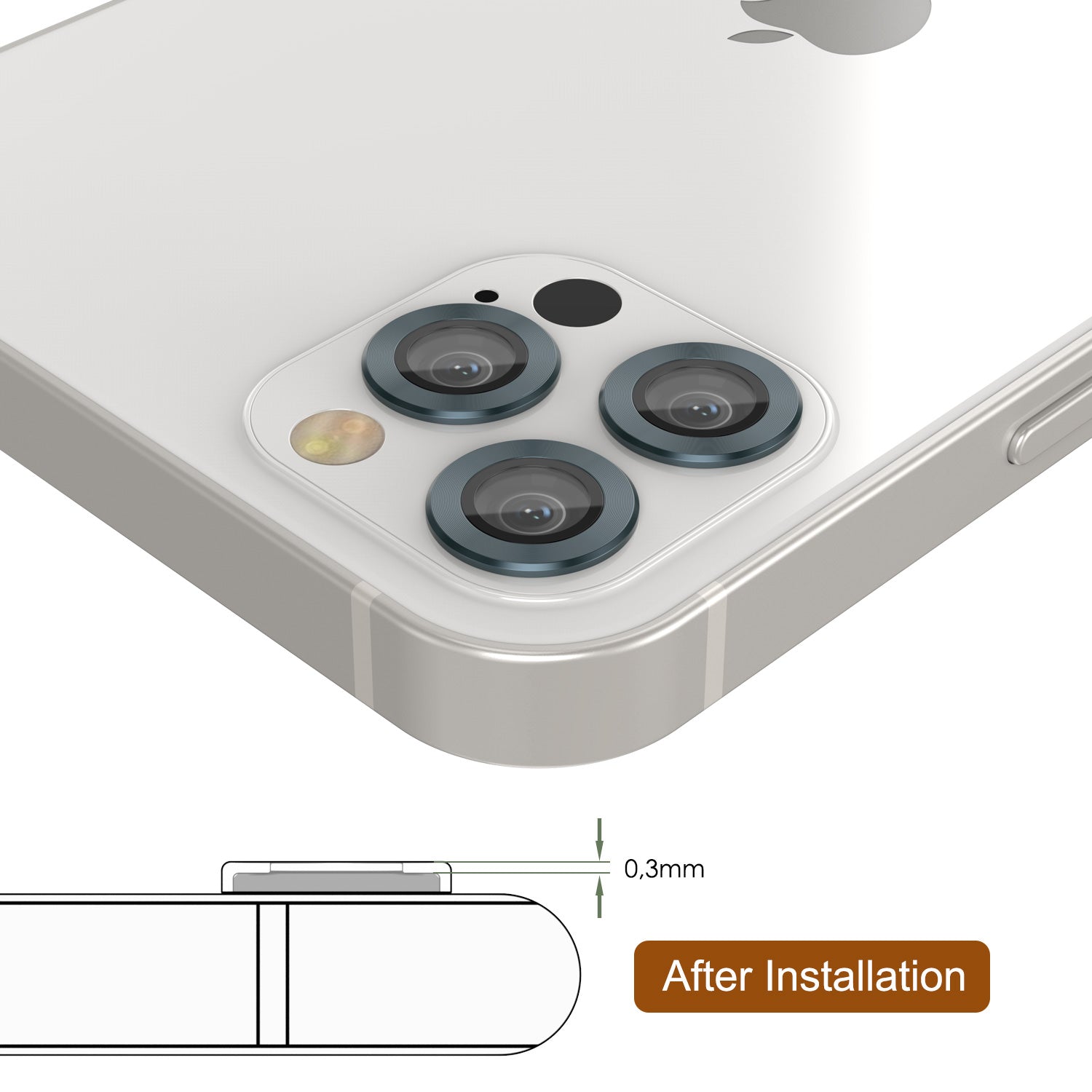 [3 Pack] Punkcase for iPhone 12 Pro Max Camera Protector Ring [Pacific Blue]