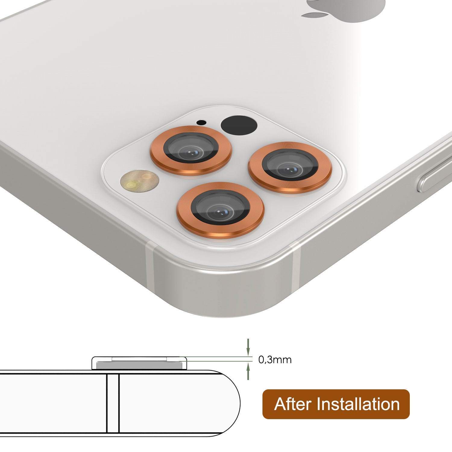 [3 Pack] Punkcase for iPhone 12 Pro Max Camera Protector Ring [Orange]