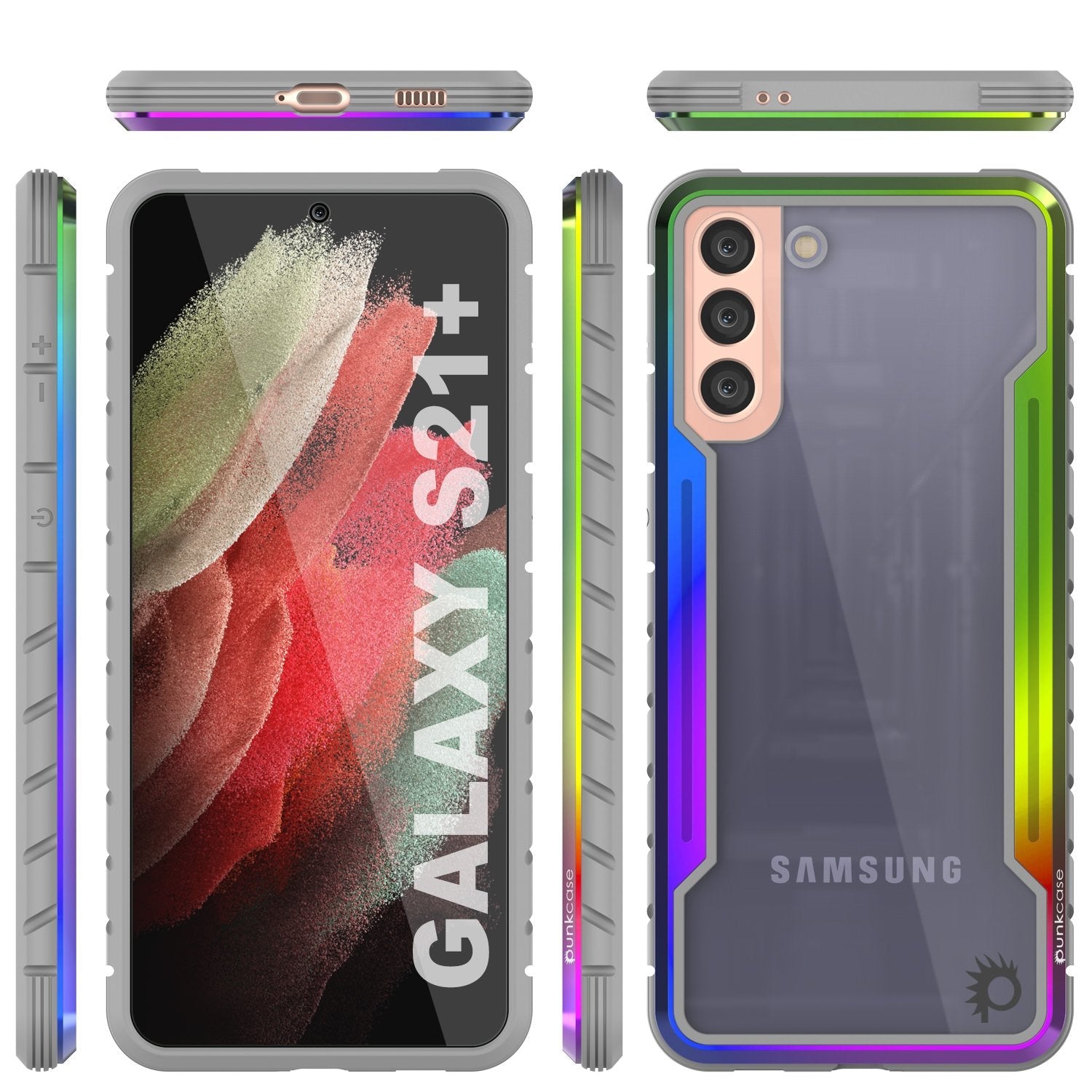 Punkcase S21+ Plus ravenger Case Protective Military Grade Multilayer Cover [Rainbow]