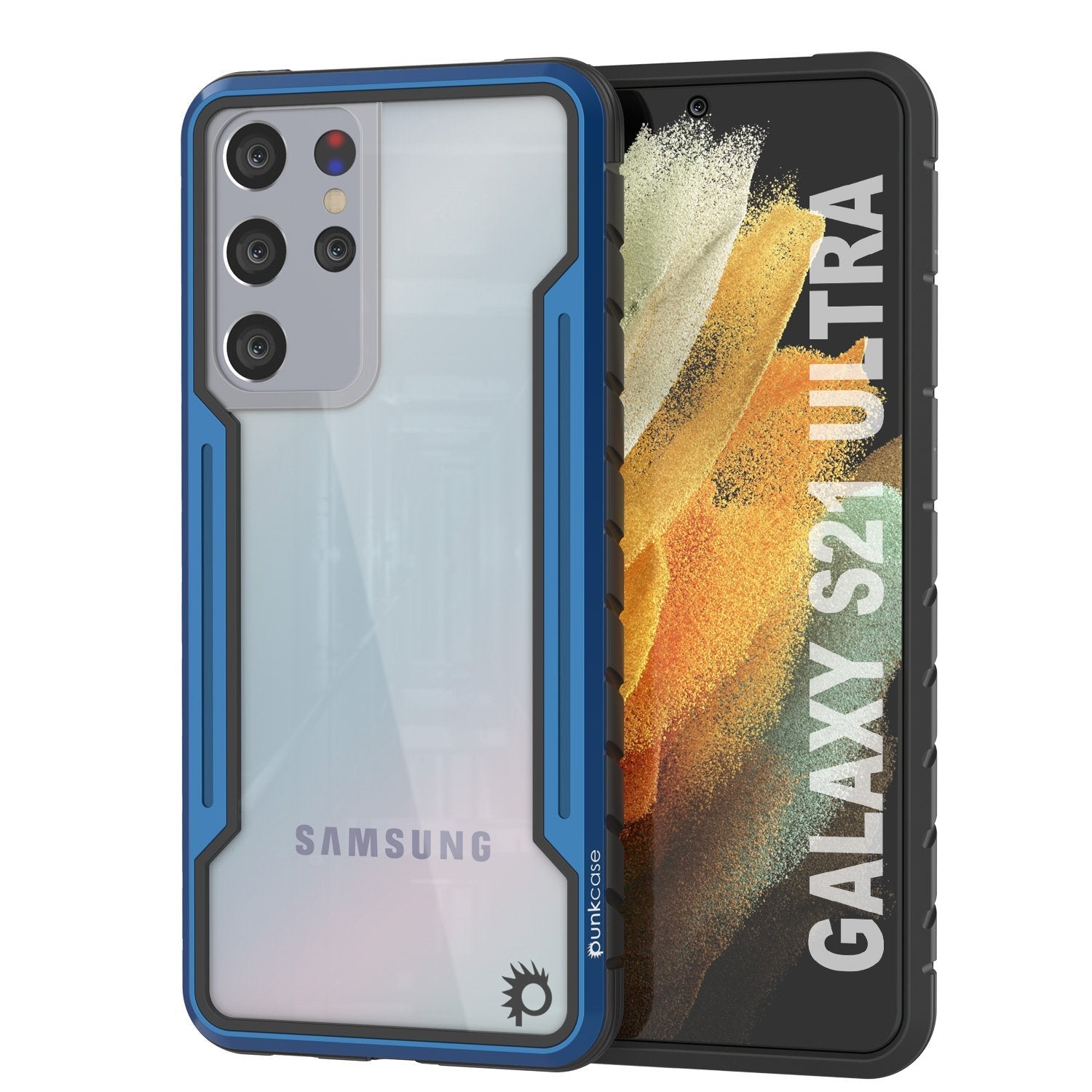 Punkcase S21 Ultra ravenger Case Protective Military Grade Multilayer Cover [Blue]