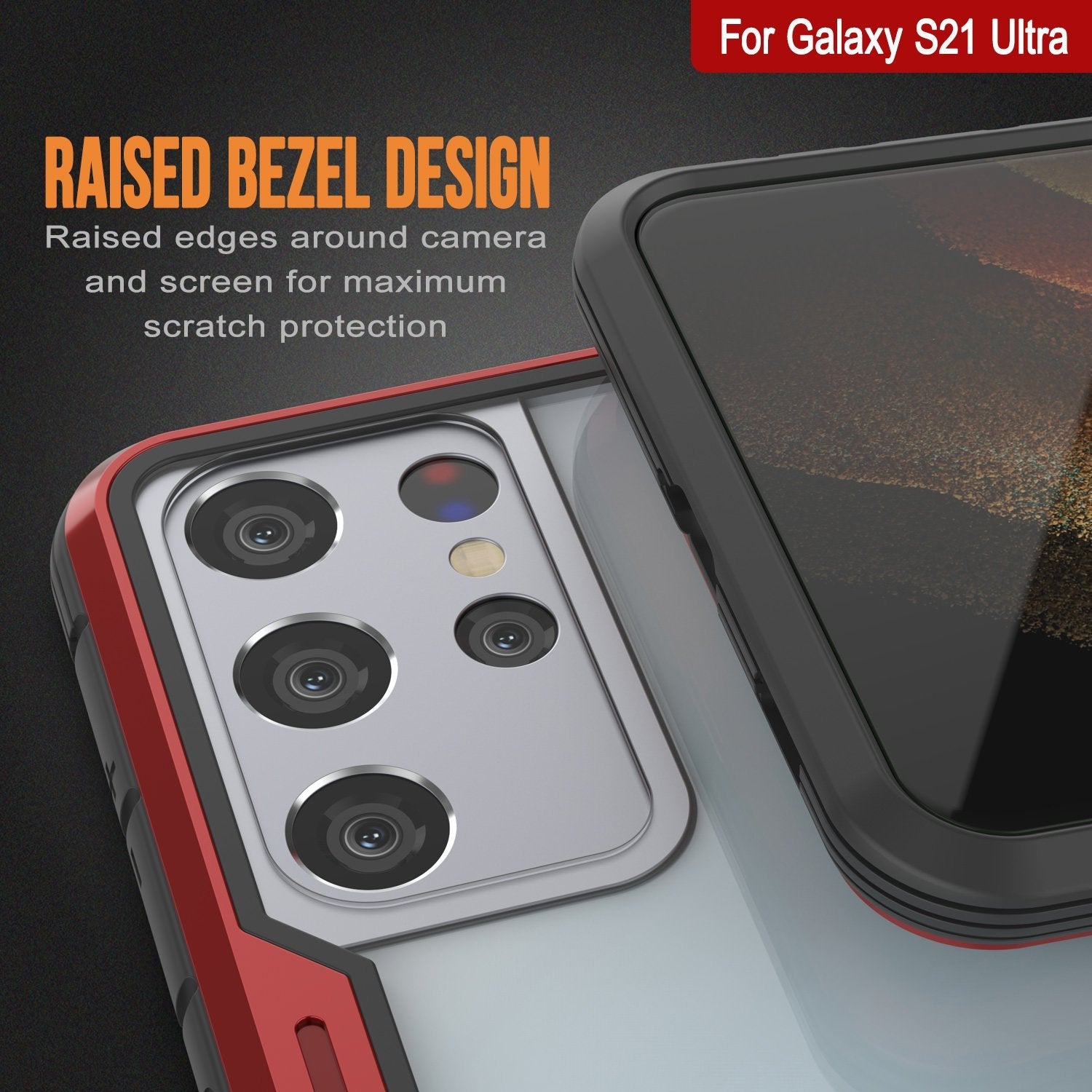 Punkcase S21 Ultra ravenger Case Protective Military Grade Multilayer Cover [Red]