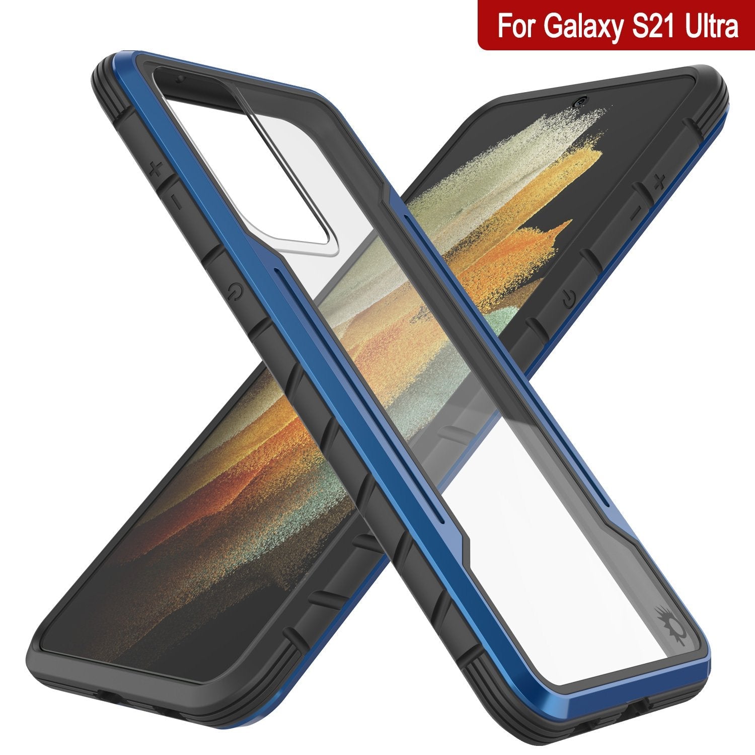 Punkcase S21 Ultra ravenger Case Protective Military Grade Multilayer Cover [Blue]