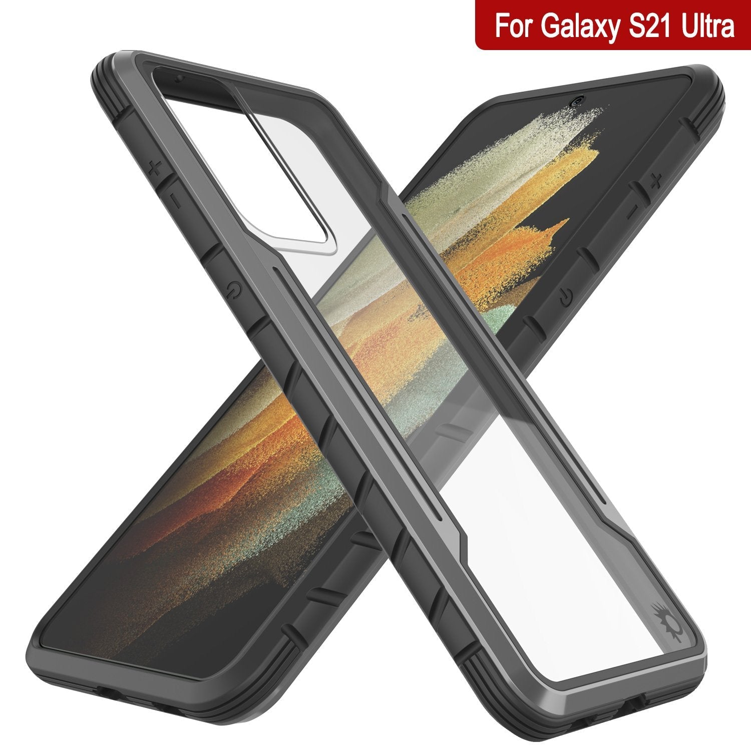 Punkcase S21 Ultra ravenger Case Protective Military Grade Multilayer Cover [Grey-Black]