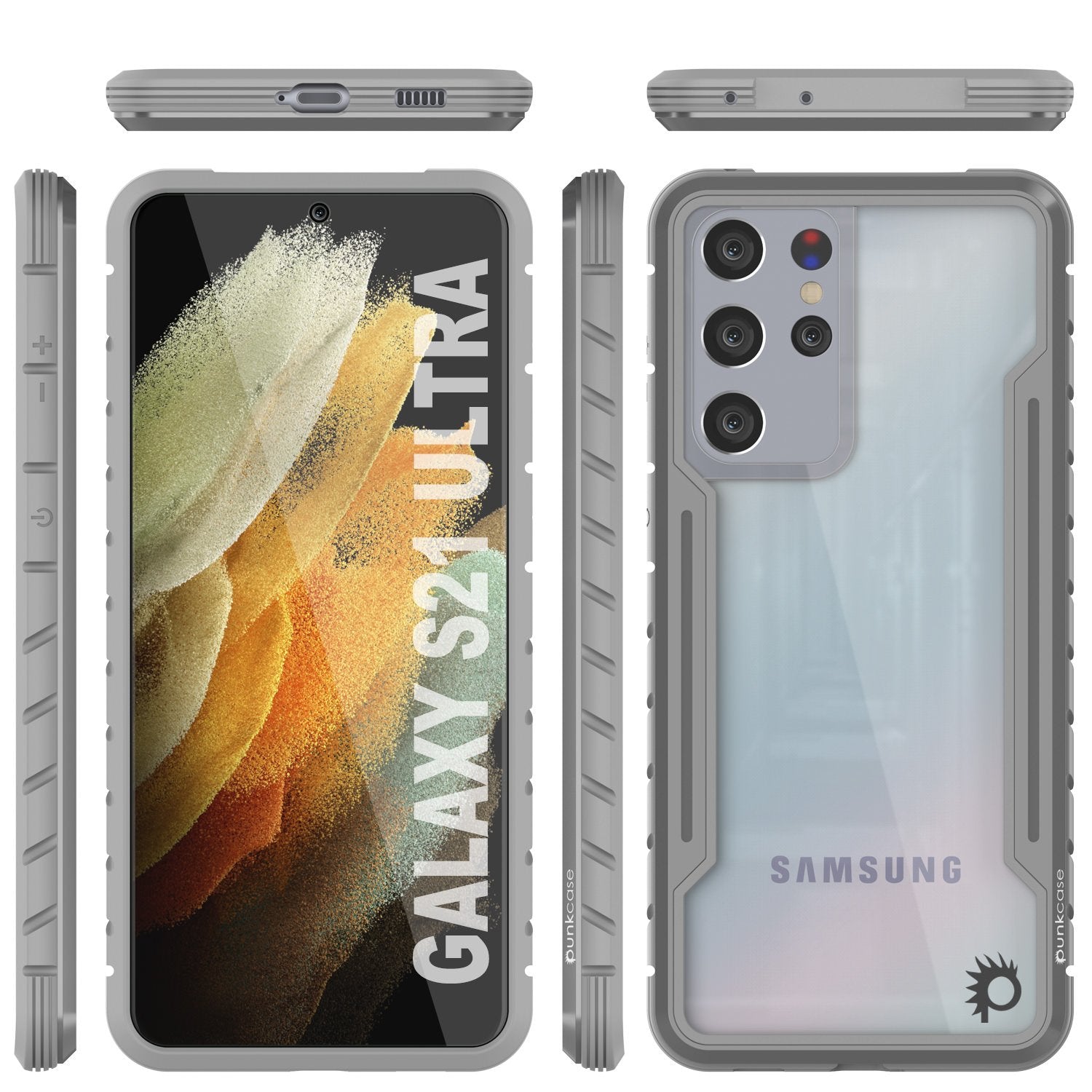 Punkcase S21 Ultra ravenger Case Protective Military Grade Multilayer Cover [Grey]