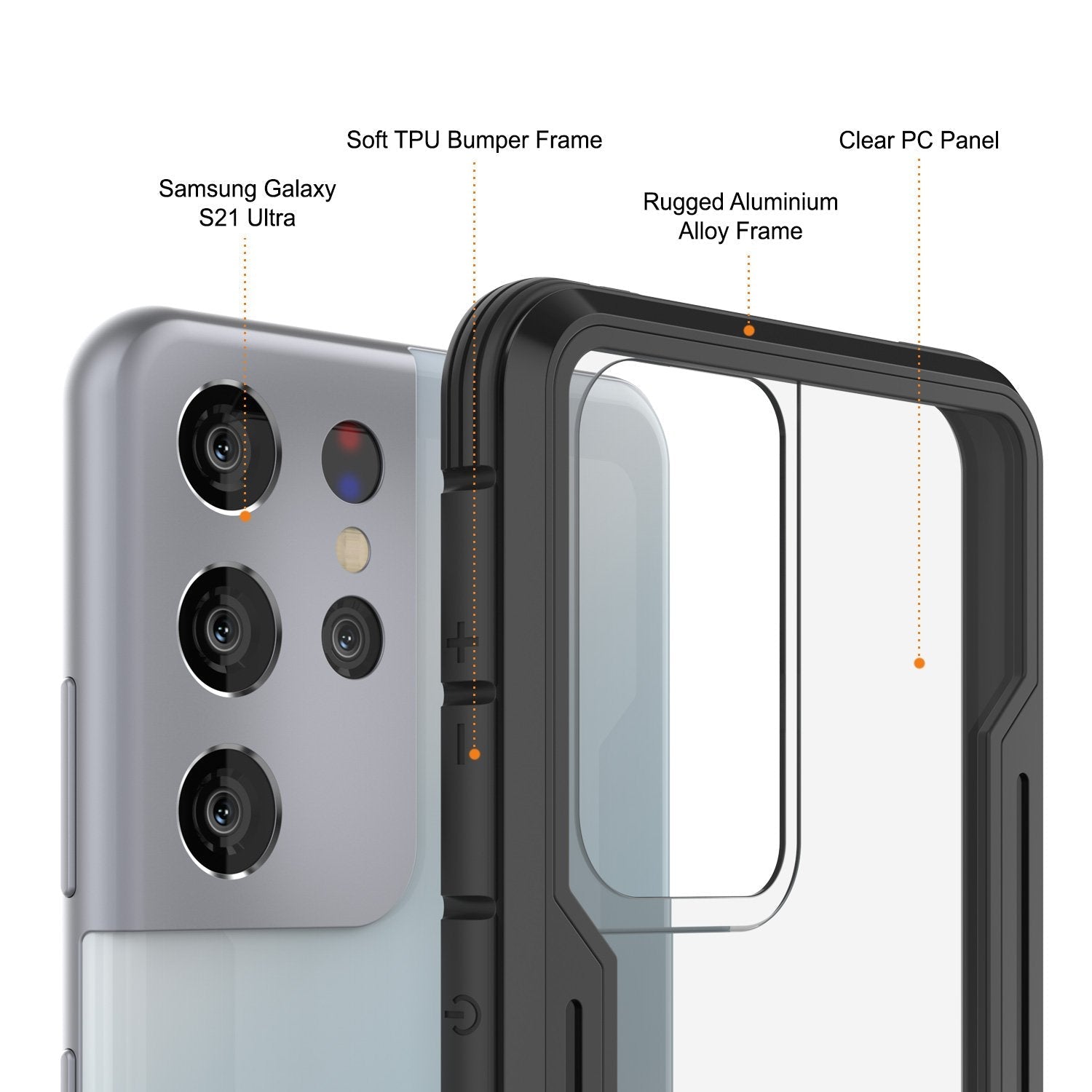 Punkcase S21 Ultra ravenger Case Protective Military Grade Multilayer Cover [Black]